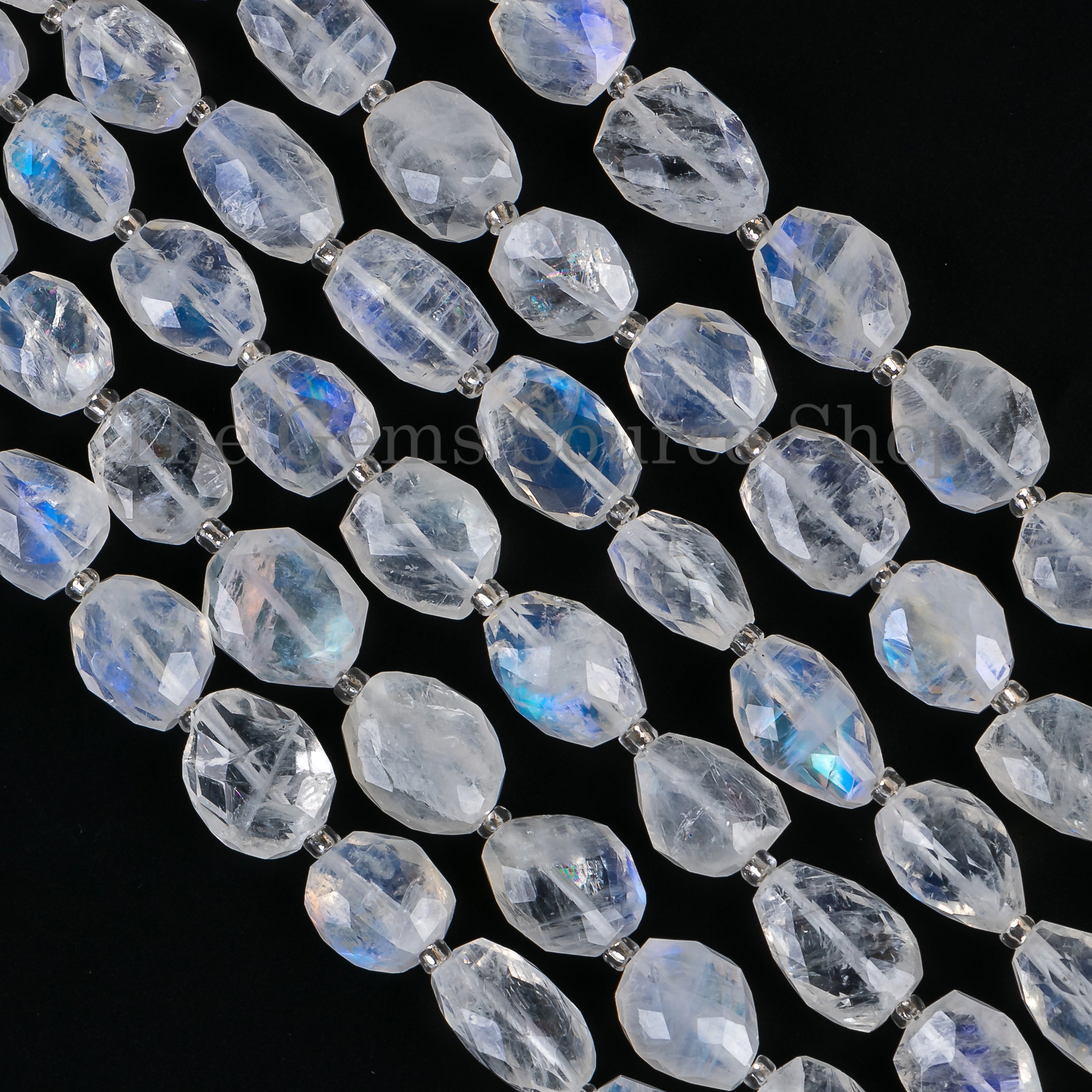 Rainbow Moonstone Fancy Nugget Shape Beads, Moonstone Faceted Beads