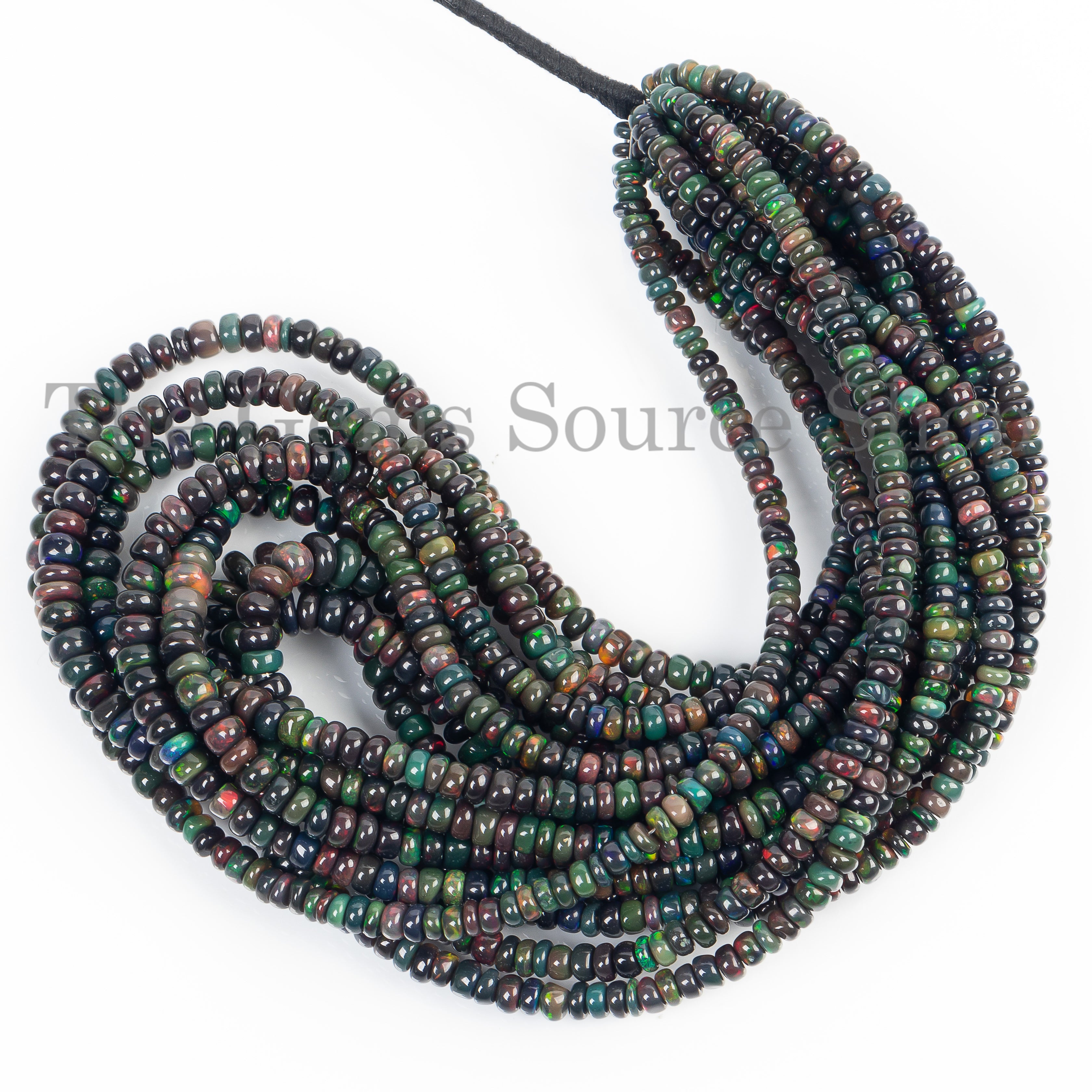 Black Opal Beads, Opal Smooth Rondelle Shape Beads
