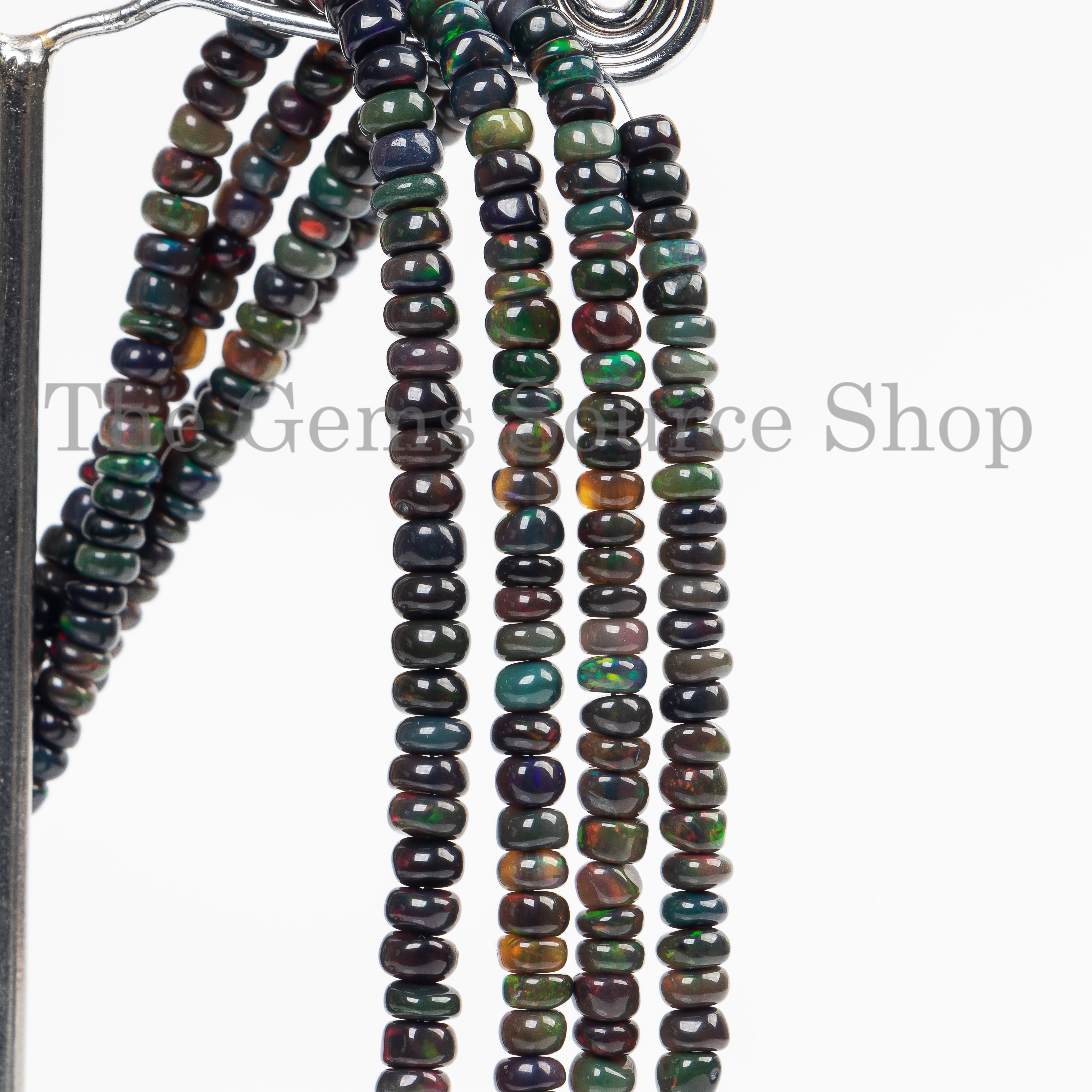 Black Opal Beads, Opal Smooth Rondelle Shape Beads