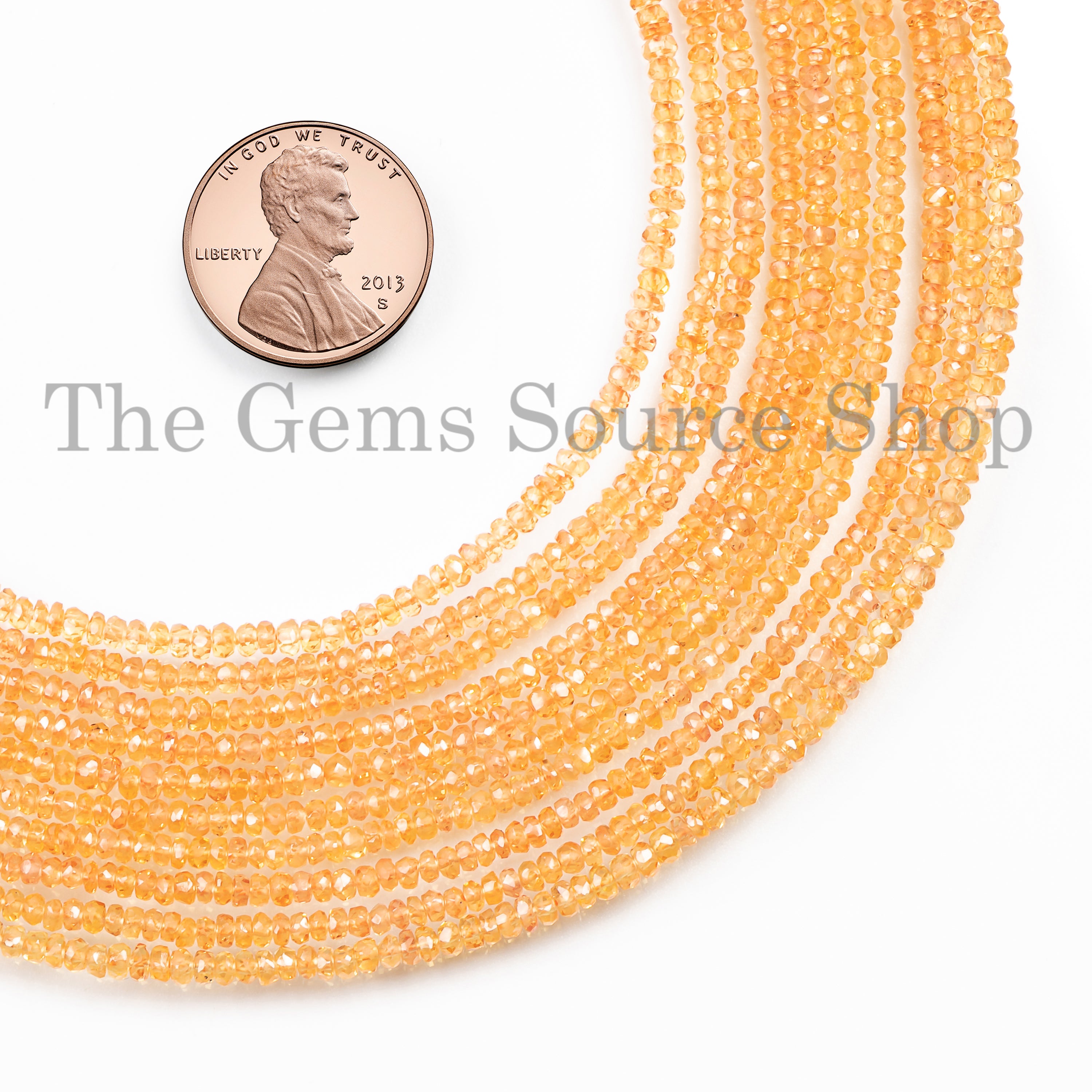 Orange Sapphire Faceted Roondelle Shape Gemstone Beads, Jewelry Craft Beads, Beaded Gemstone