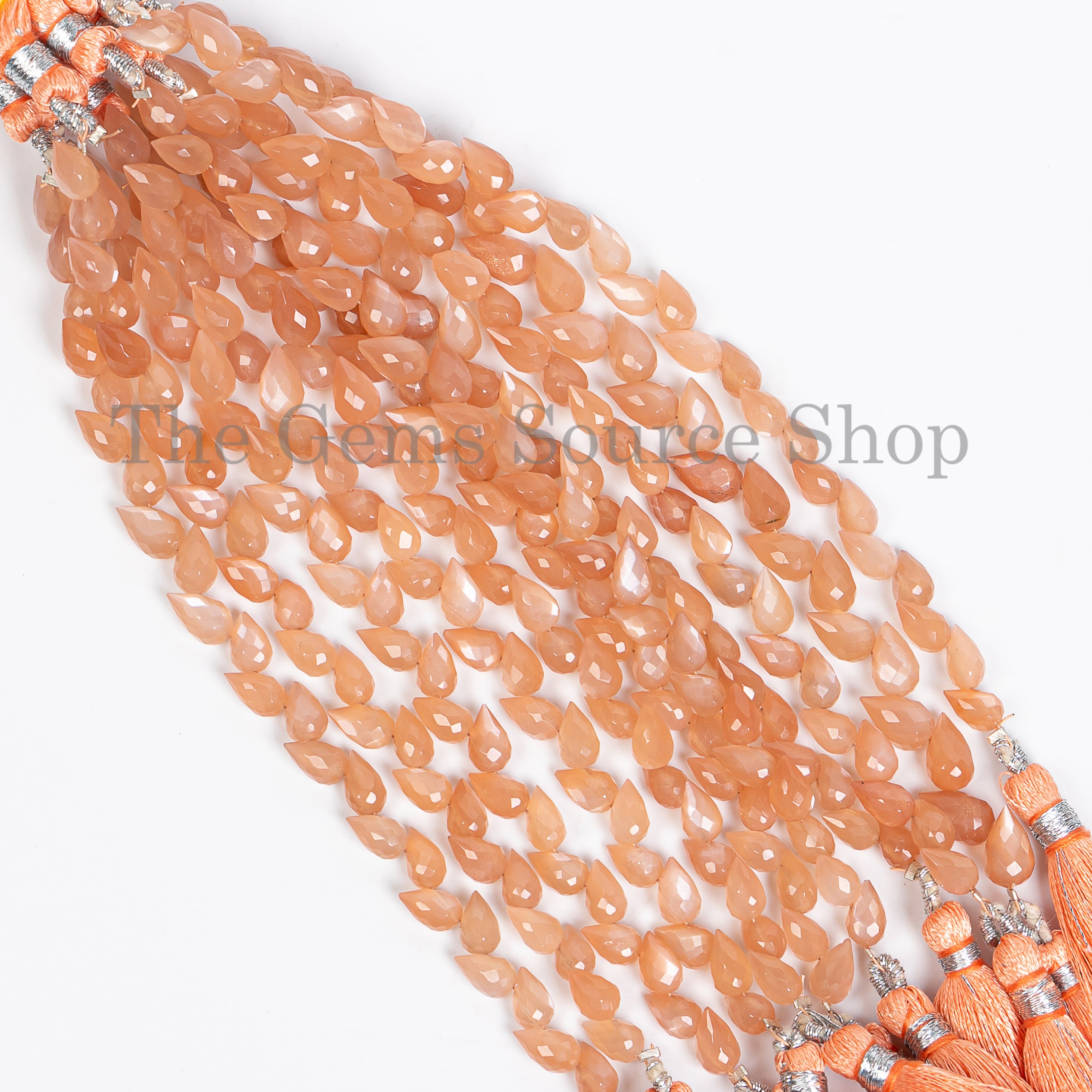 Peach Moonstone Faceted Side Drill Drops Beads TGS-4908