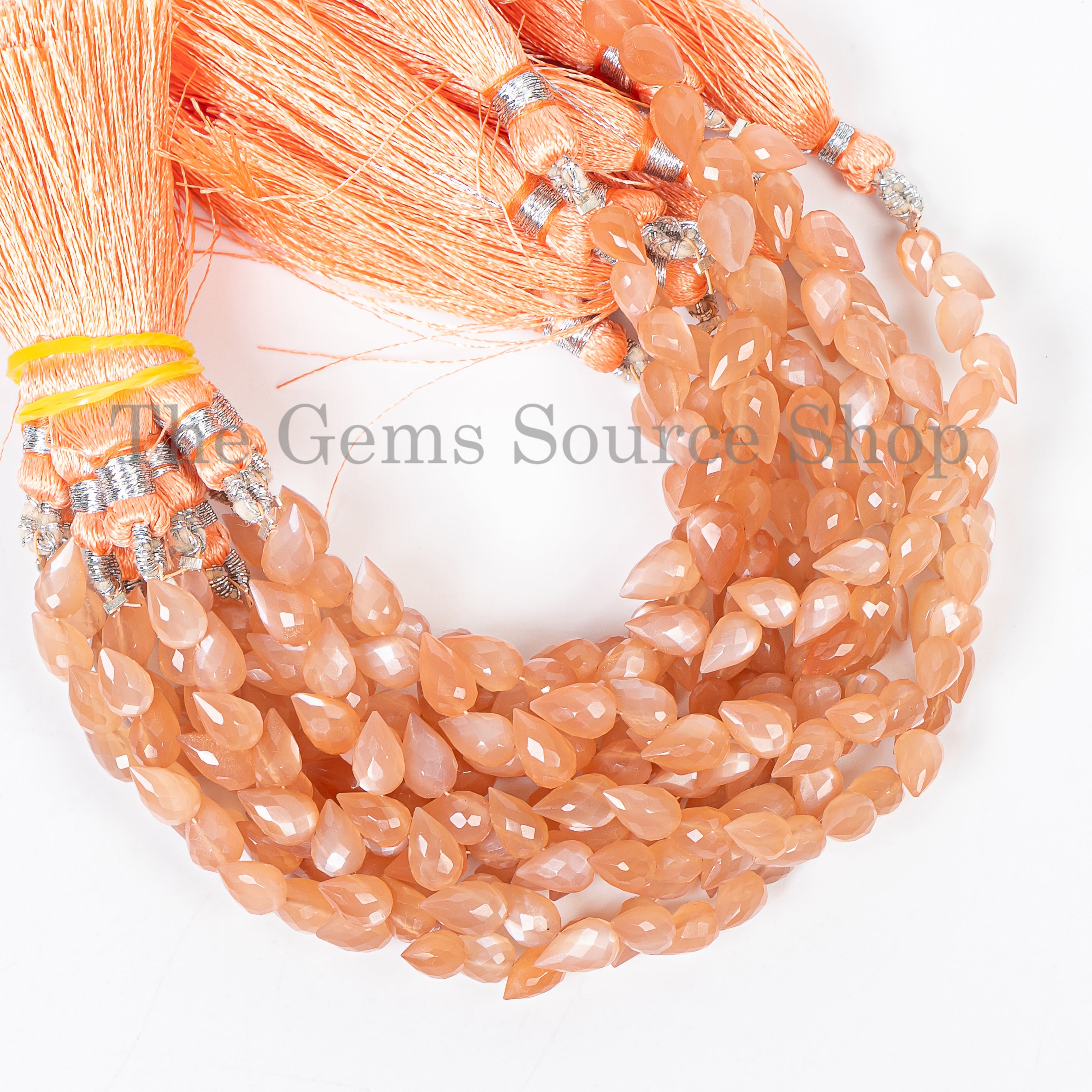 Peach Moonstone Faceted Side Drill Drops Beads TGS-4908