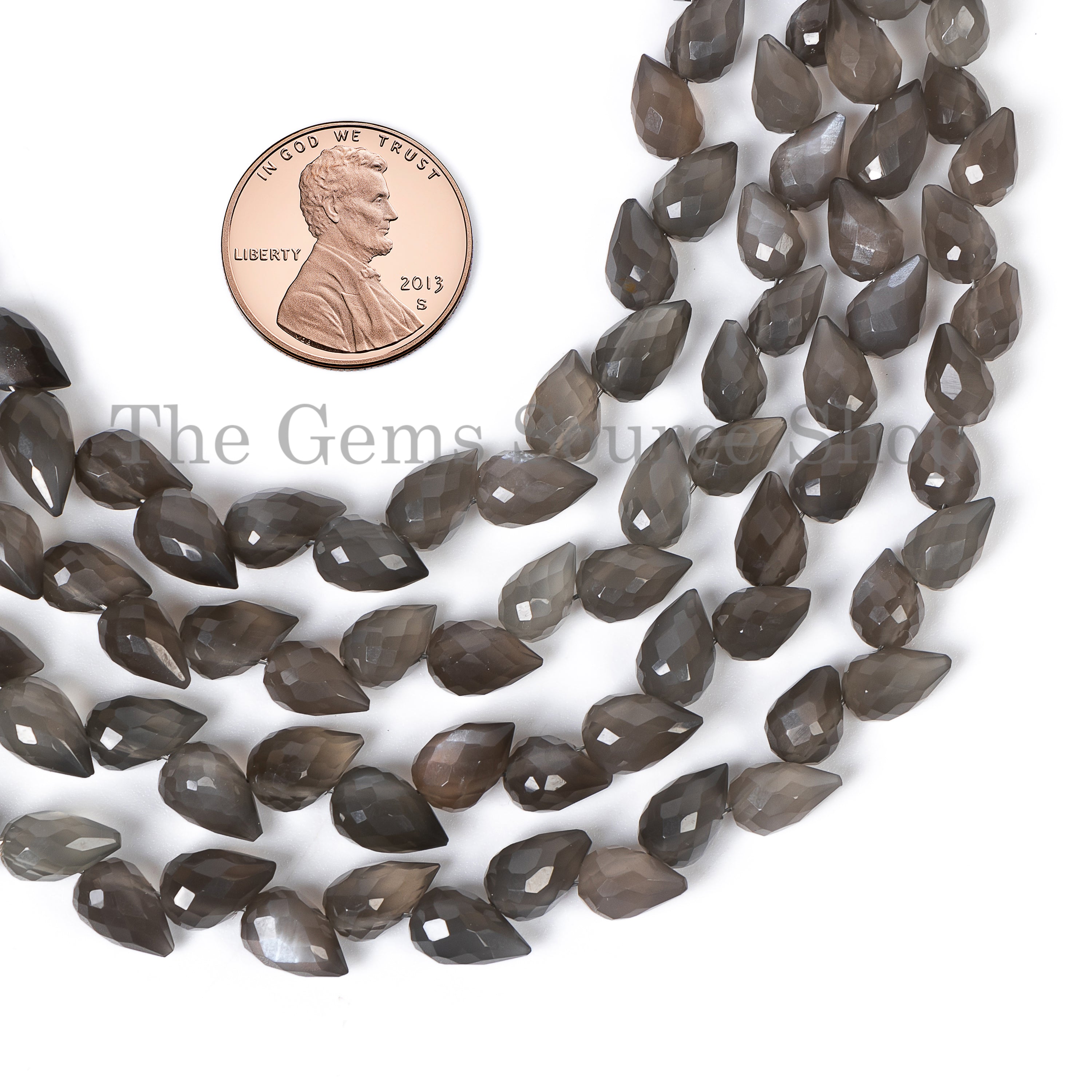New Arrival Grey Moonstone Briolette Drops Shape Beads TGS-4906