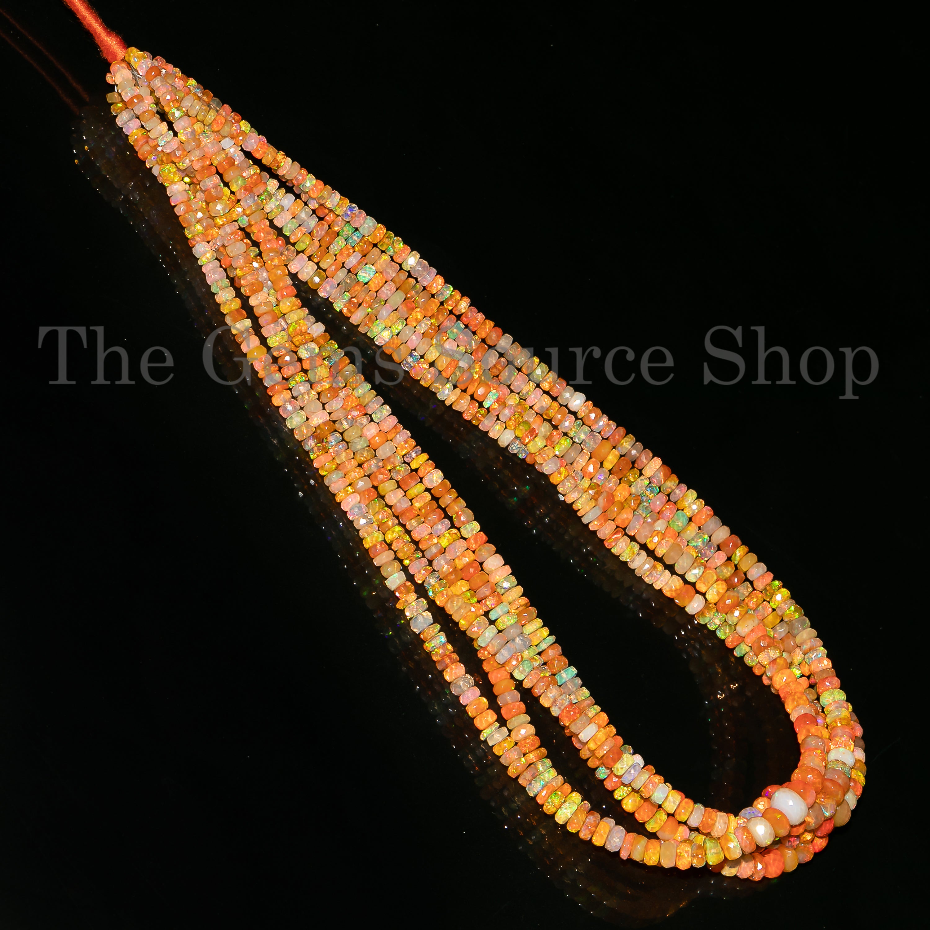 4-7mm Orange Ethiopian Opal Faceted Rondelle Beads, Ethiopian Opal Beads