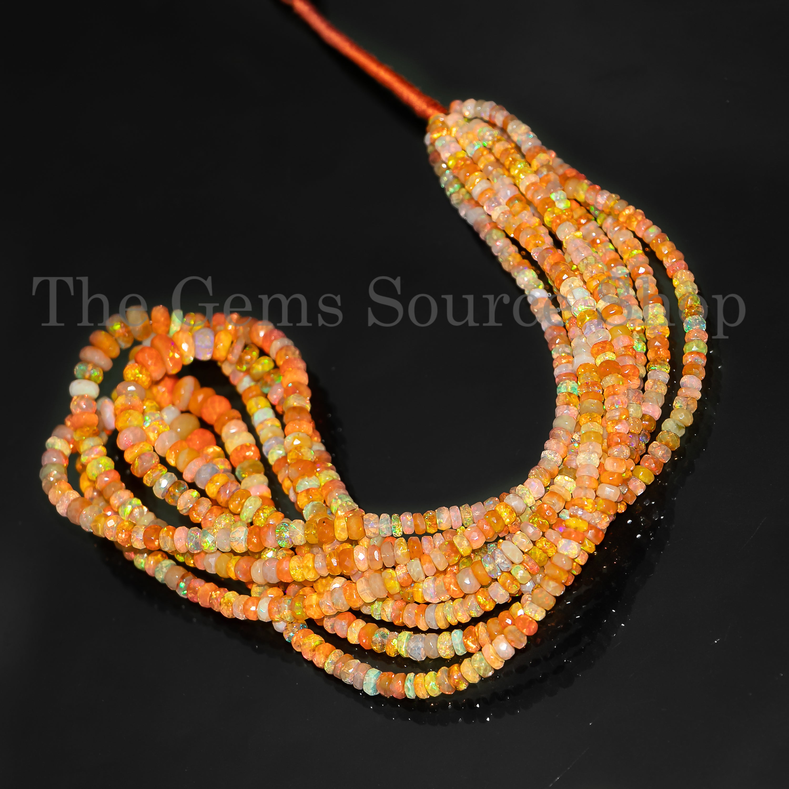 4-7mm Orange Ethiopian Opal Faceted Rondelle Beads, Ethiopian Opal Beads