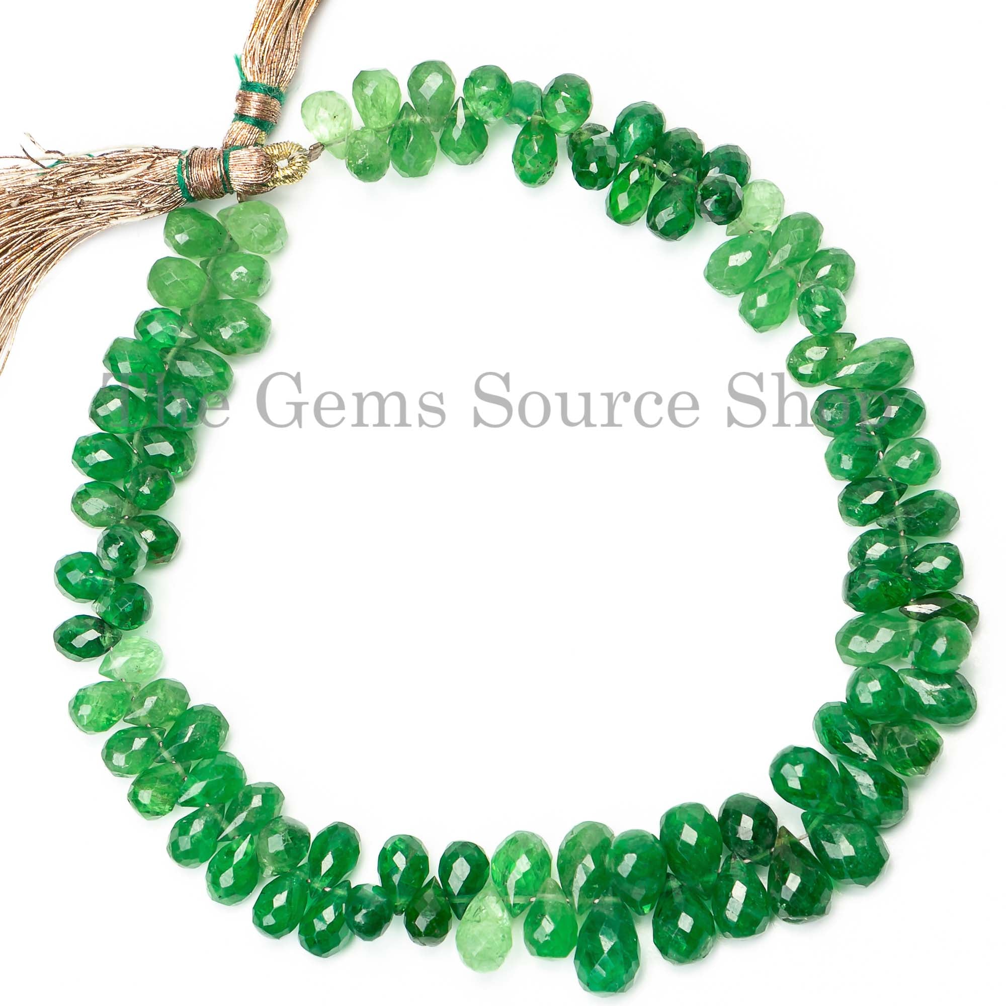Genuine Tsavorite Briolette Tear Drop Shape 4x6-5x9mm Gemstone Craft Beads 8" Strand