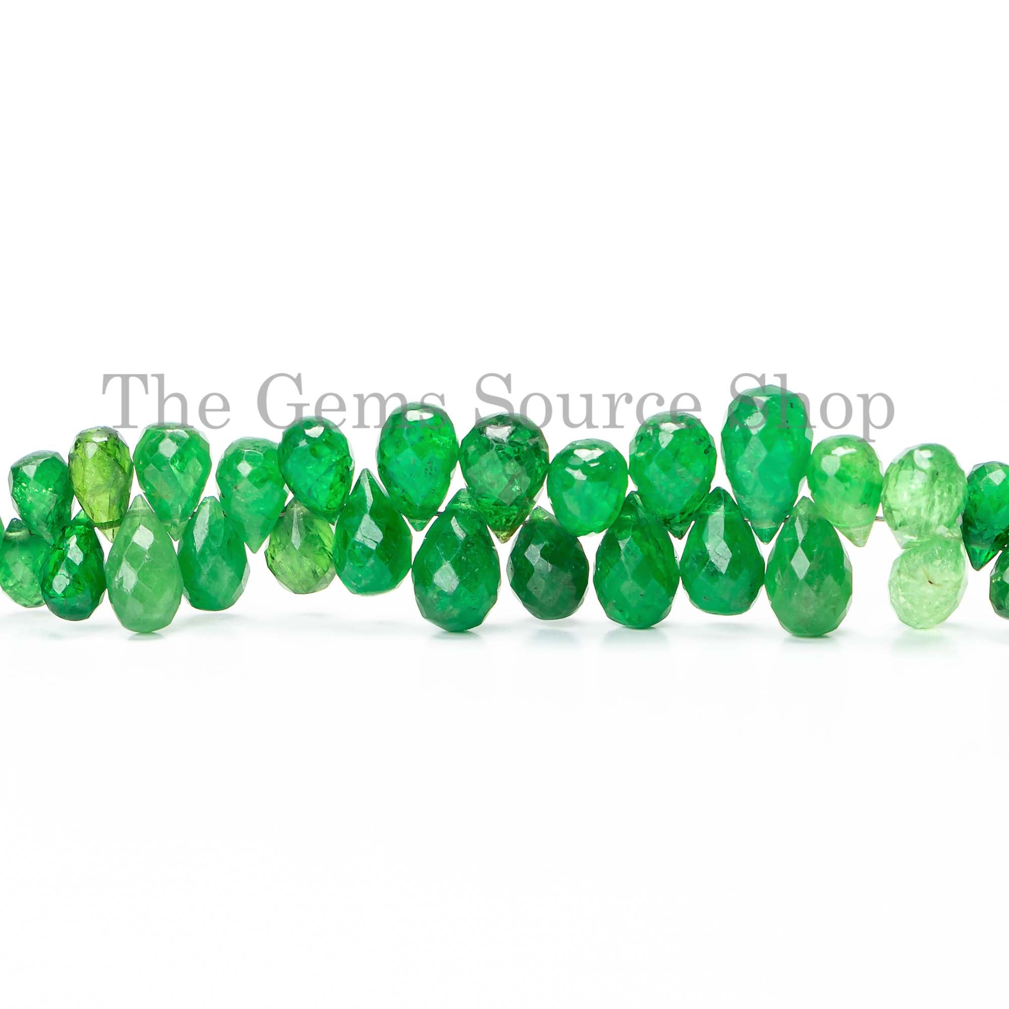 Genuine Tsavorite Briolette Tear Drop Shape 4x6-5x9mm Gemstone Craft Beads 8" Strand