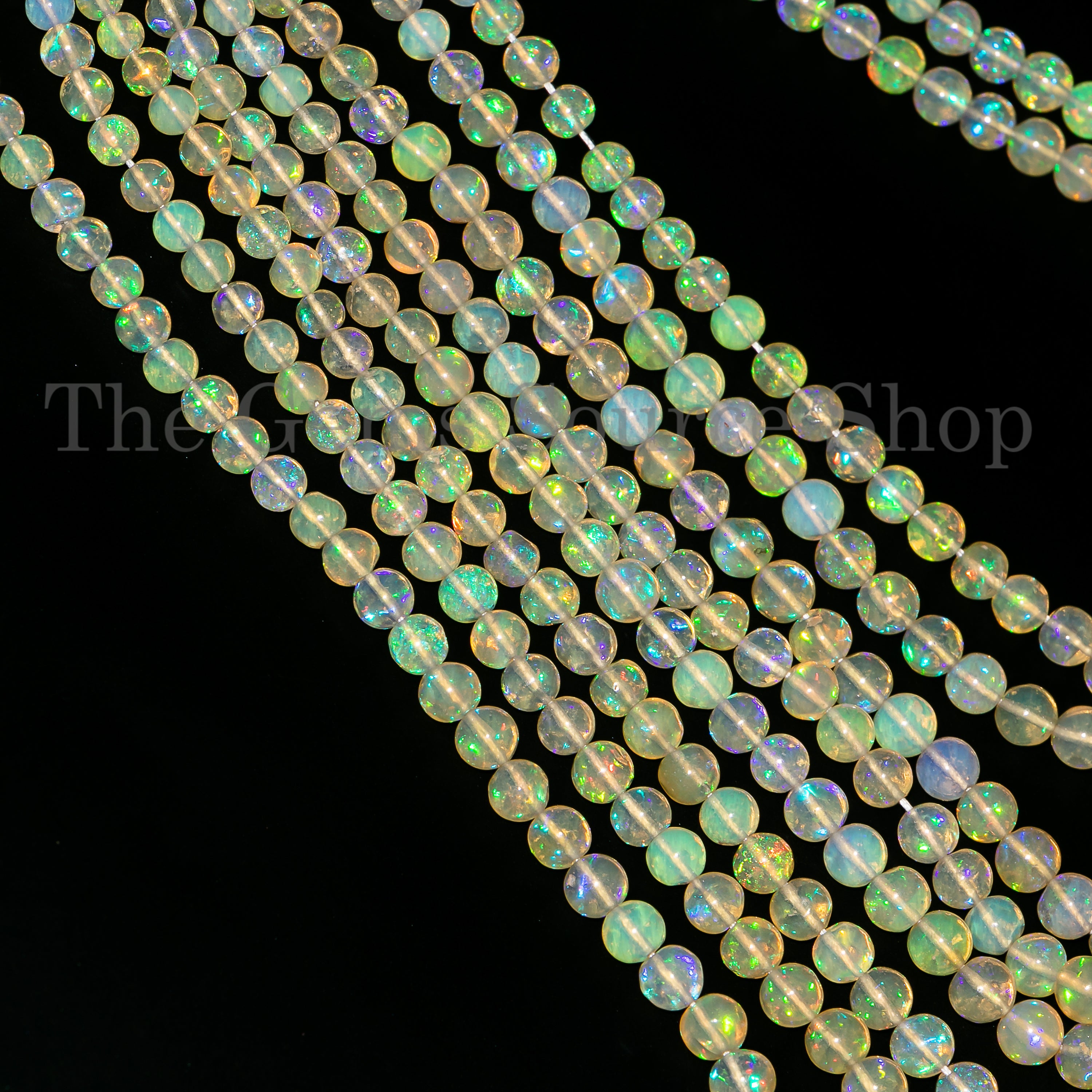 Smooth Round Ethiopian Opal Gemstone Craft Beads Strand for Jewelry 4-6.5mm-16"