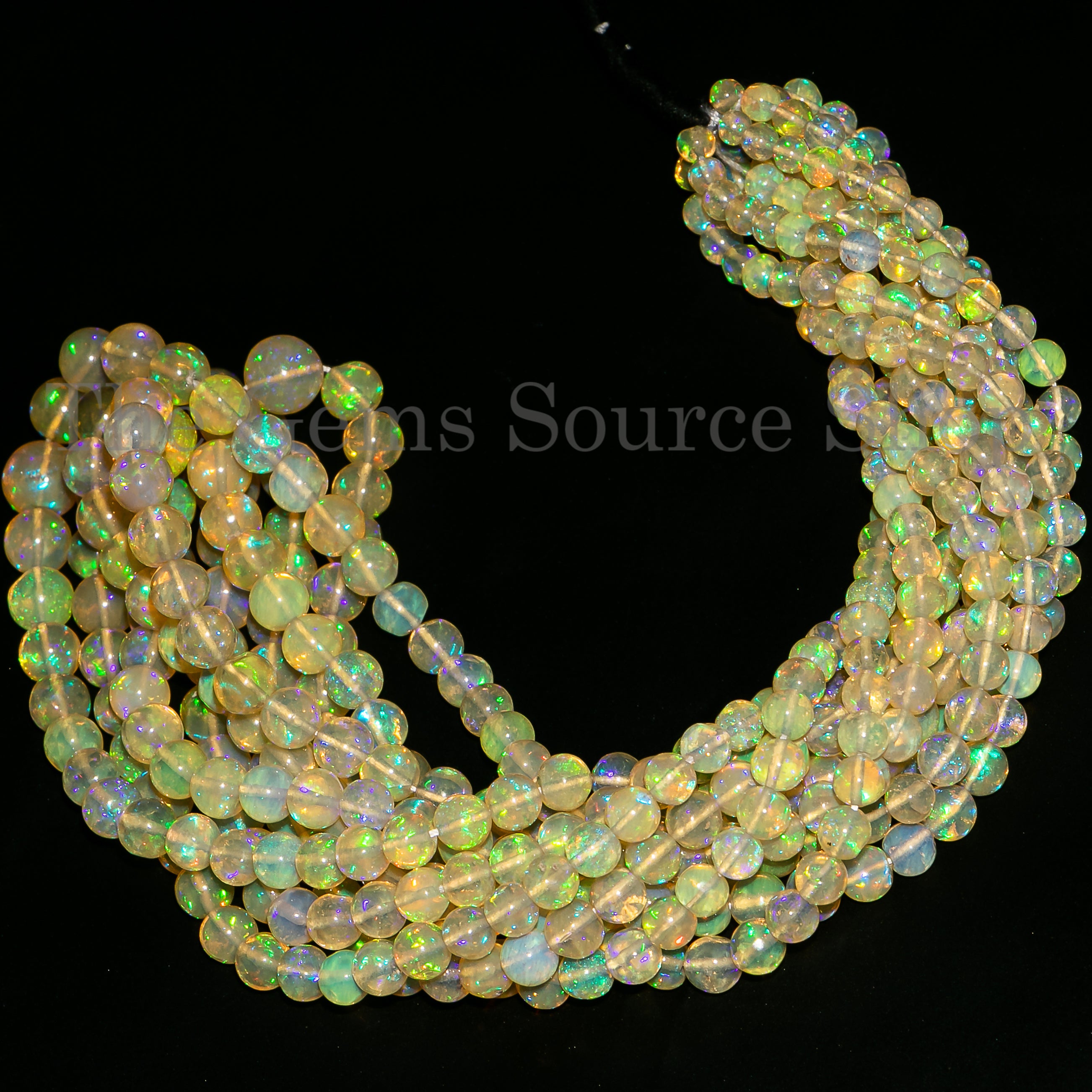 Smooth Round Ethiopian Opal Gemstone Craft Beads Strand for Jewelry 4-6.5mm-16"