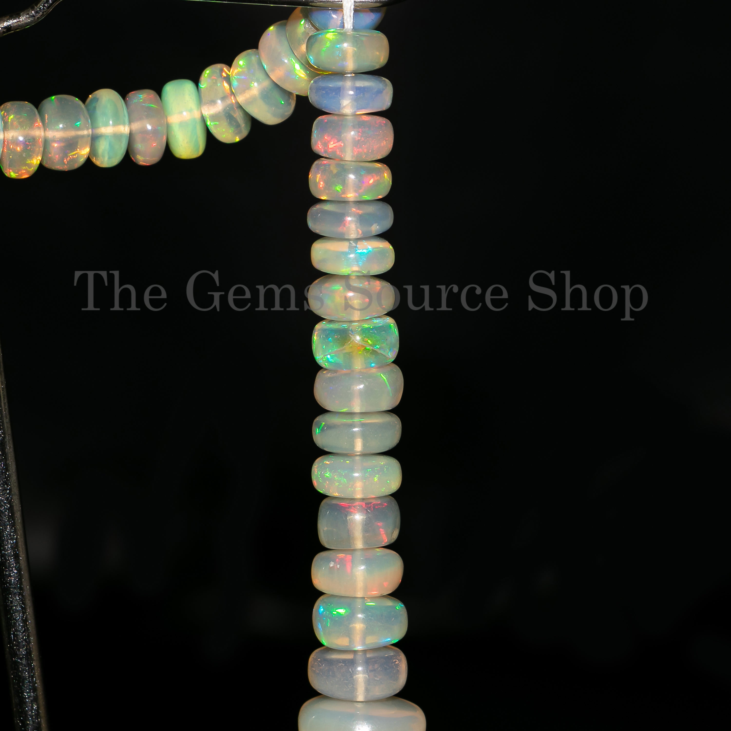 Natural Ethiopian Opal Smooth Rondelle Shape Beads, Plain Opal Beads