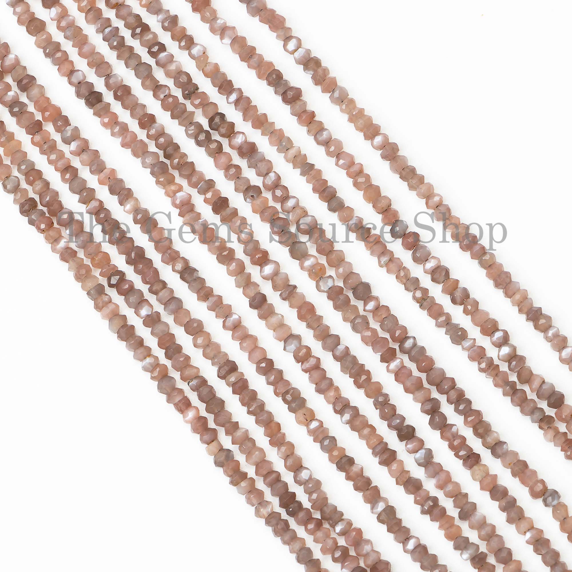 Chocolate Moonstone Faceted Rondelle Beads, Faceted Moonstone Beads, Wholesale Beads
