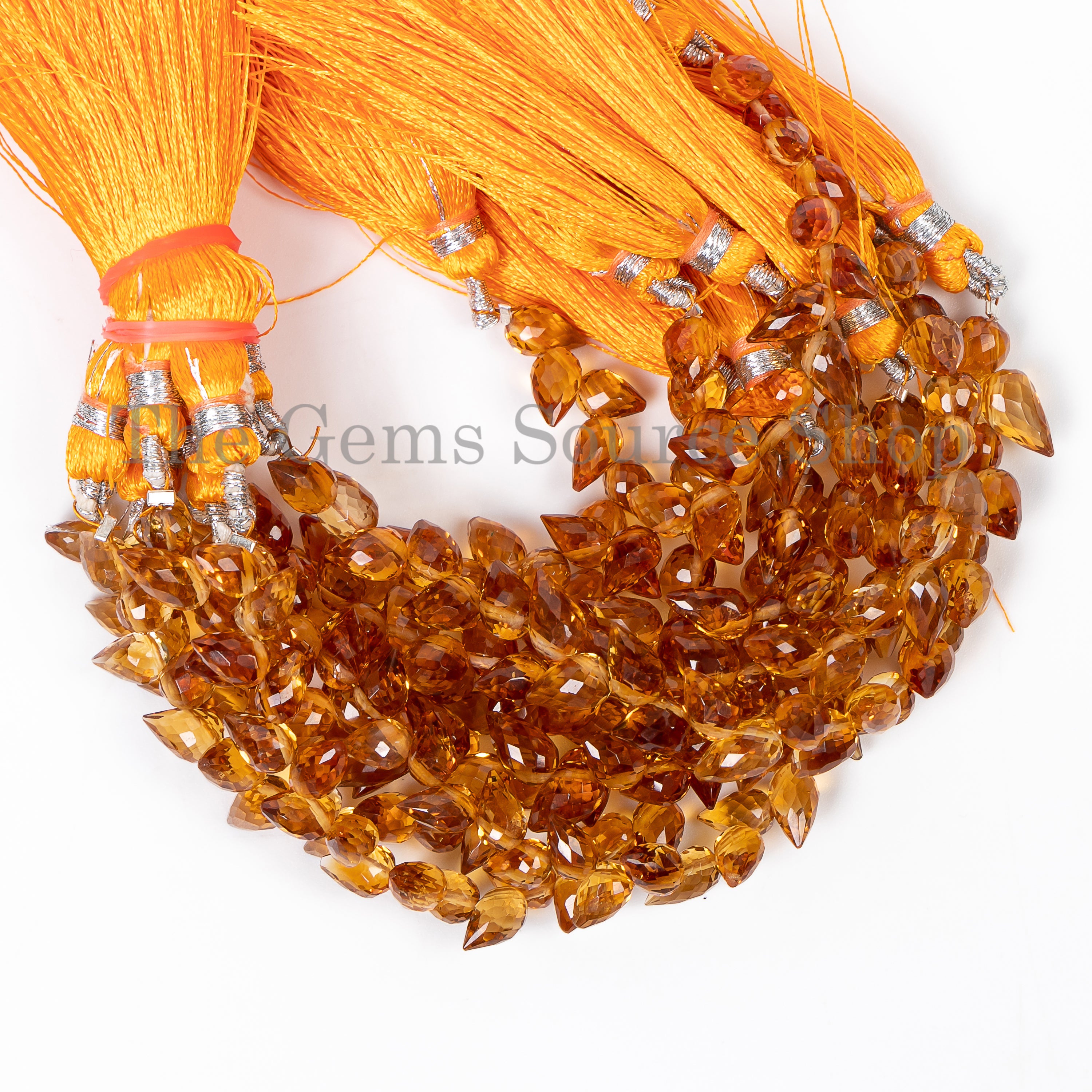 Citrine Faceted Side Drill Drops Shape Gemstone Beads TGS-4901