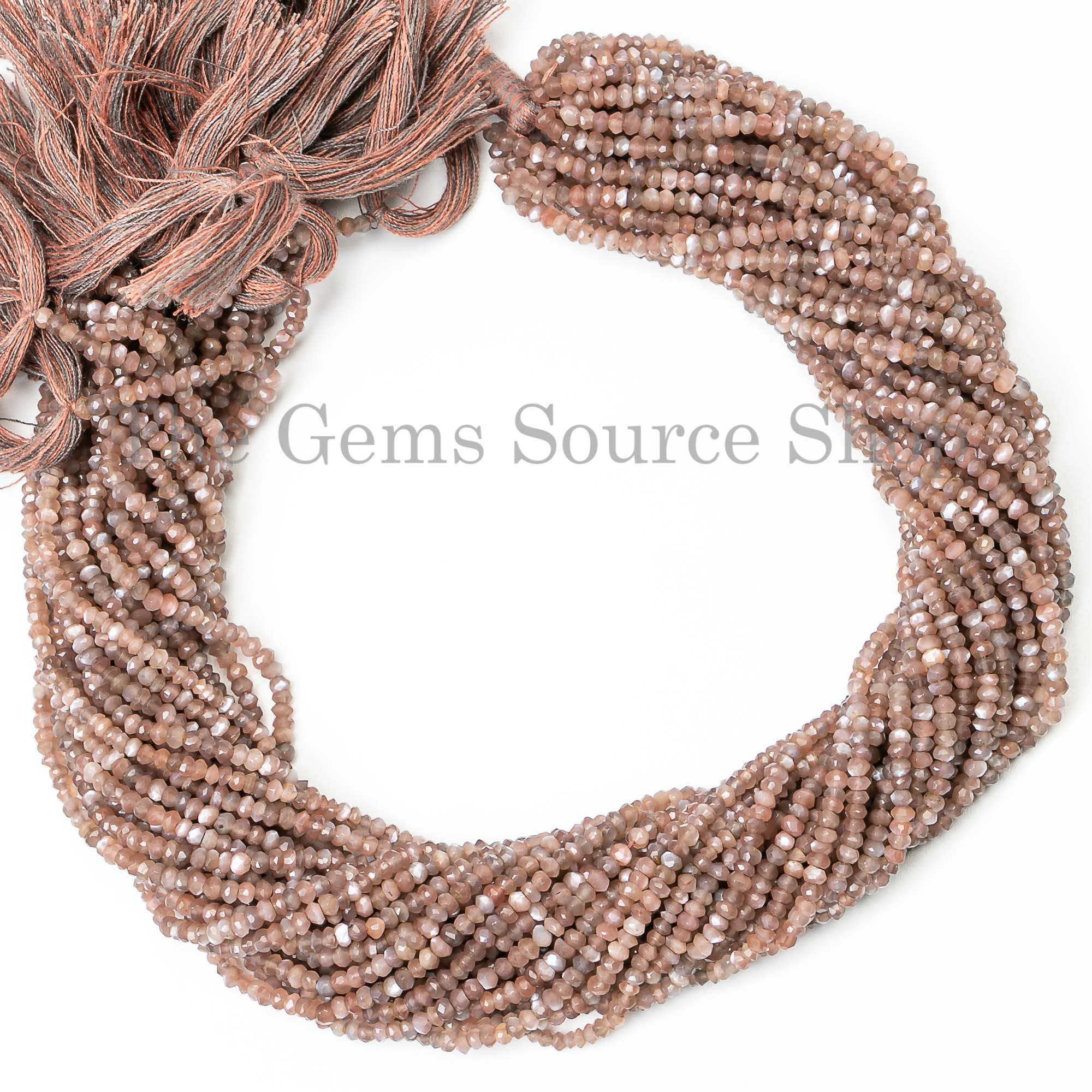 Chocolate Moonstone Faceted Rondelle Beads, Faceted Moonstone Beads, Wholesale Beads