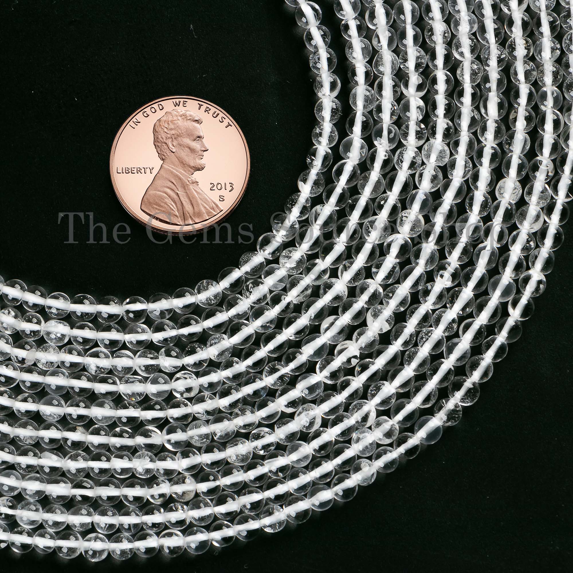 Genuine Crystal Quartz Smooth Round Ball Shape 3.5mm Gemstone Craft Beads 14" Strand