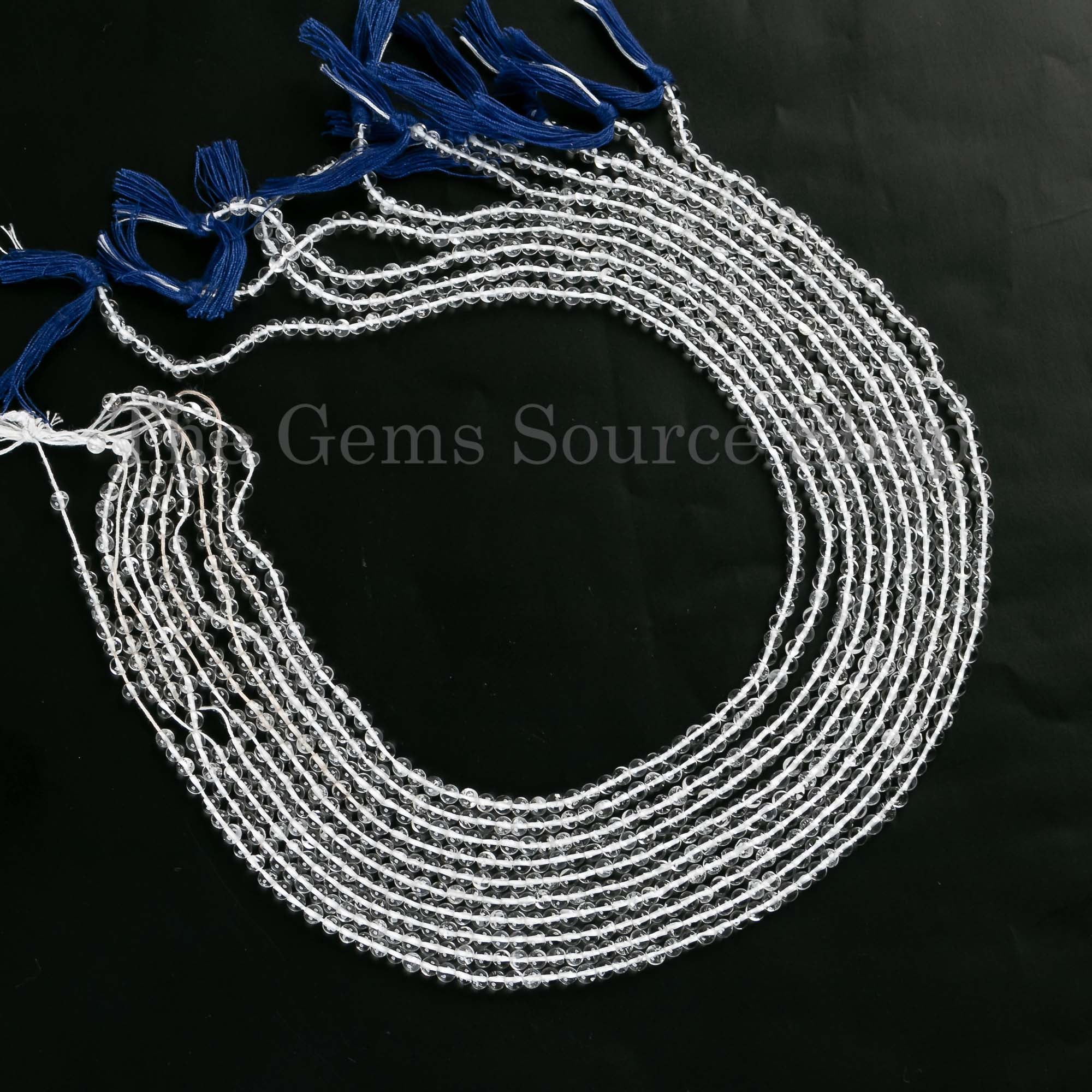 Genuine Crystal Quartz Smooth Round Ball Shape 3.5mm Gemstone Craft Beads 14" Strand