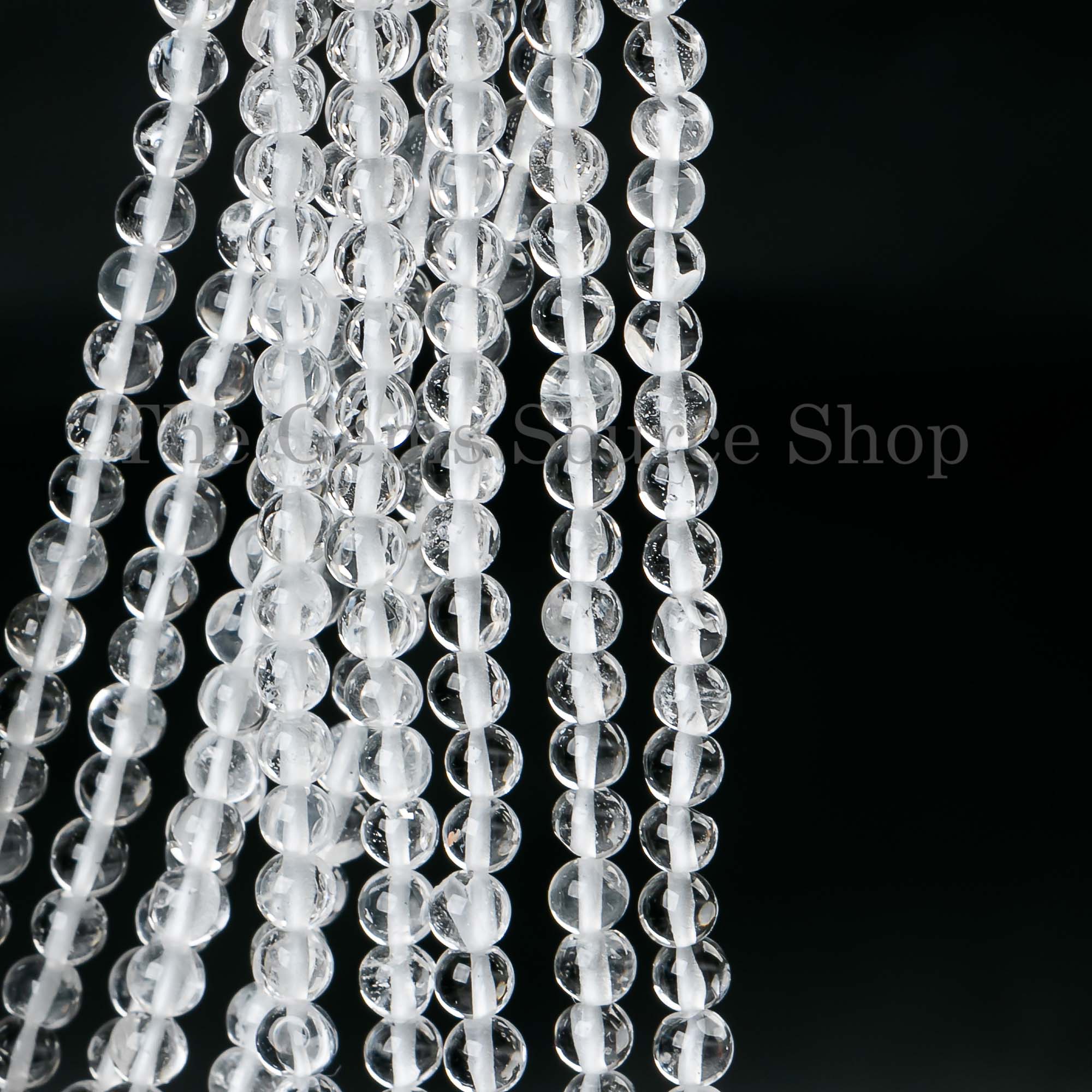 Genuine Crystal Quartz Smooth Round Ball Shape 3.5mm Gemstone Craft Beads 14" Strand