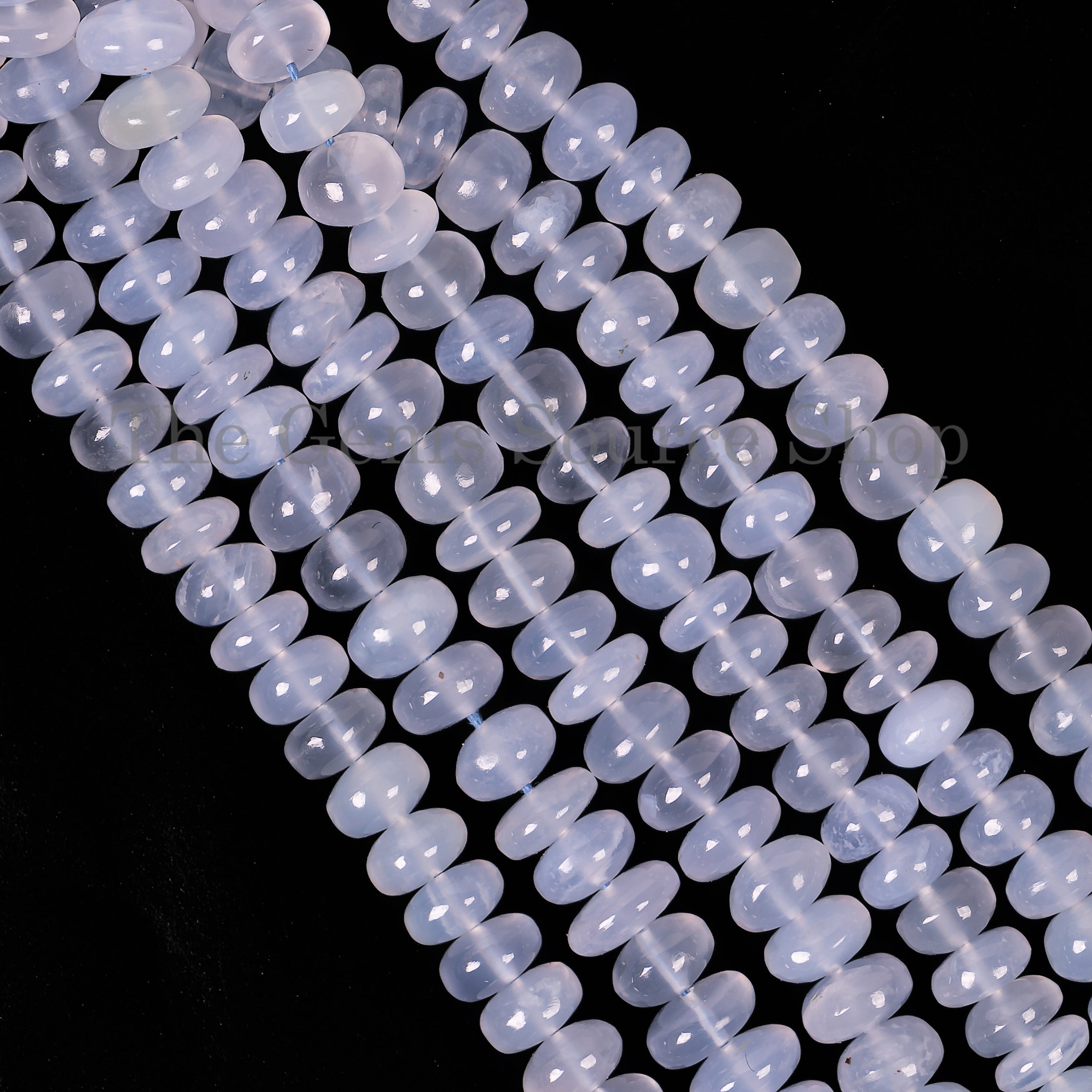 5.75-6 mm Blue Chalcedony Smooth Rondelle Beads TGS-4532