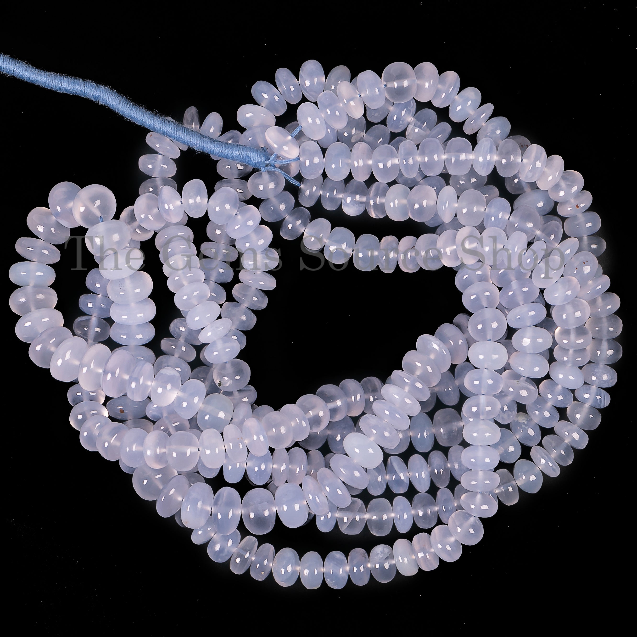 5.75-6 mm Blue Chalcedony Smooth Rondelle Beads TGS-4532