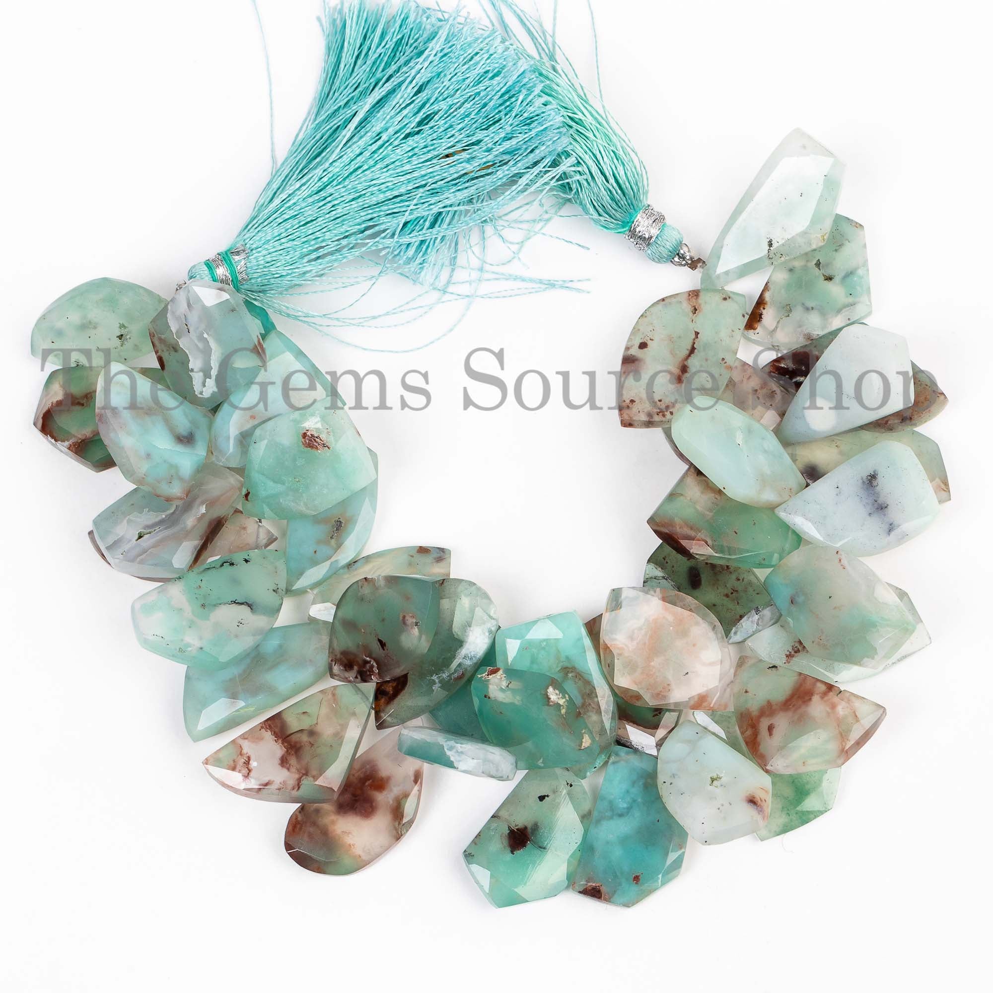 Aqua Chalcedony Faceted Beads, Faceted Flat Nuggets, Chalcedony Nugget Beads, Wholesale Beads
