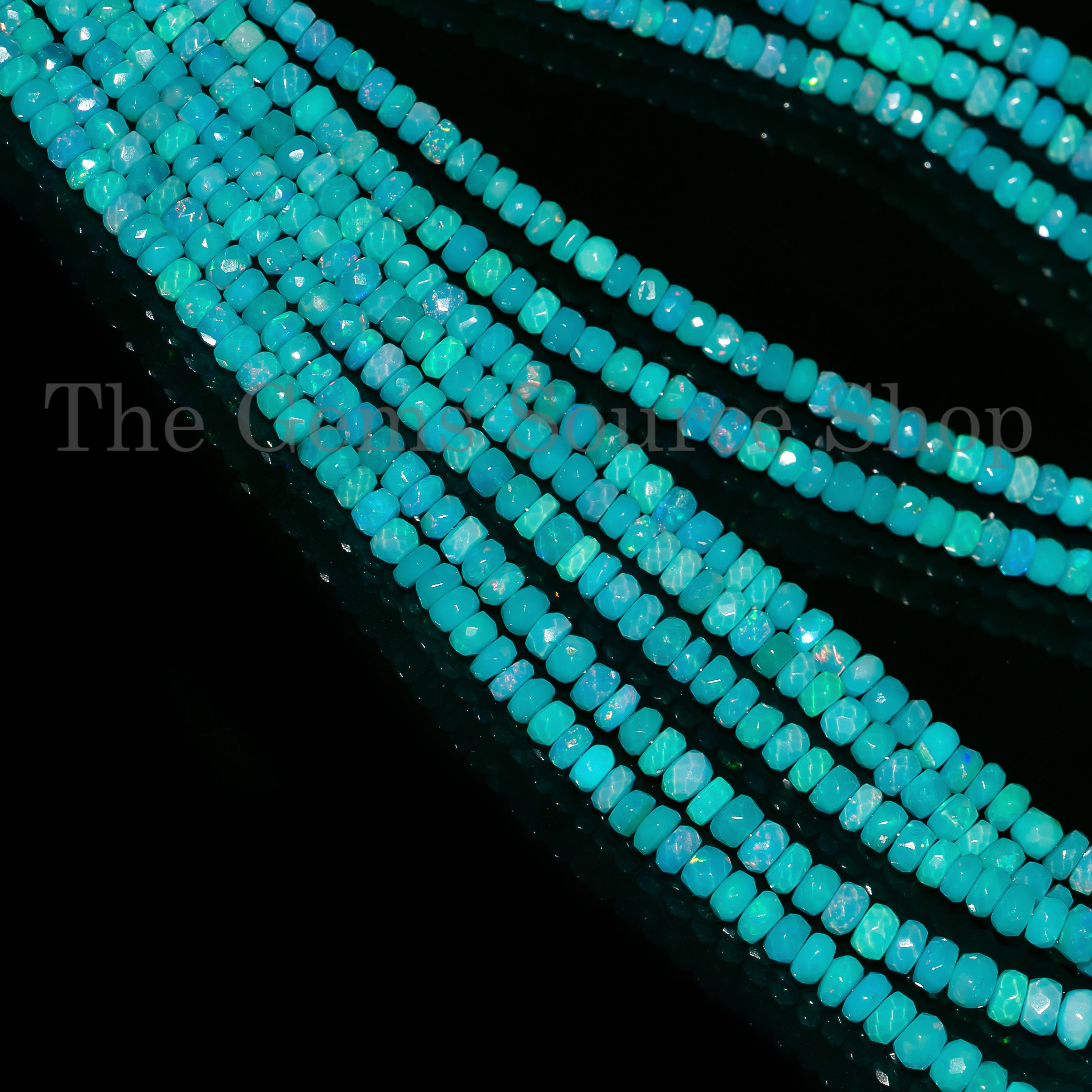Paraiba Opal Gemstone Beads, Opal Faceted Rondelle Beads, Opal Jewelry Beads