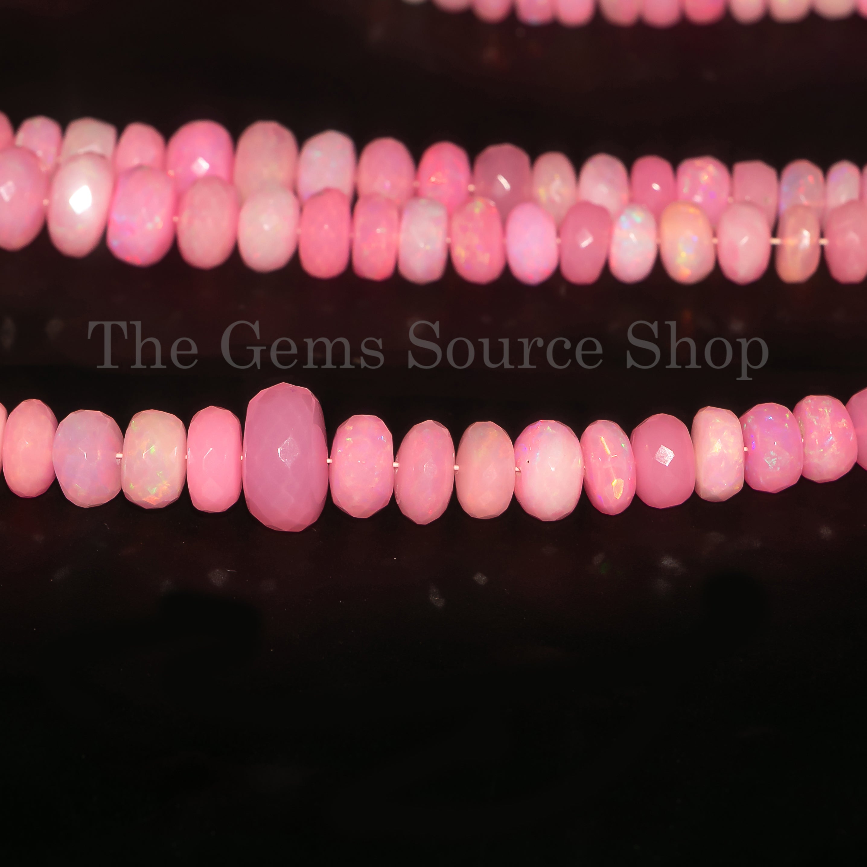 6-9mm Pink Opal Faceted Rondelle Shape Beads TGS-4538