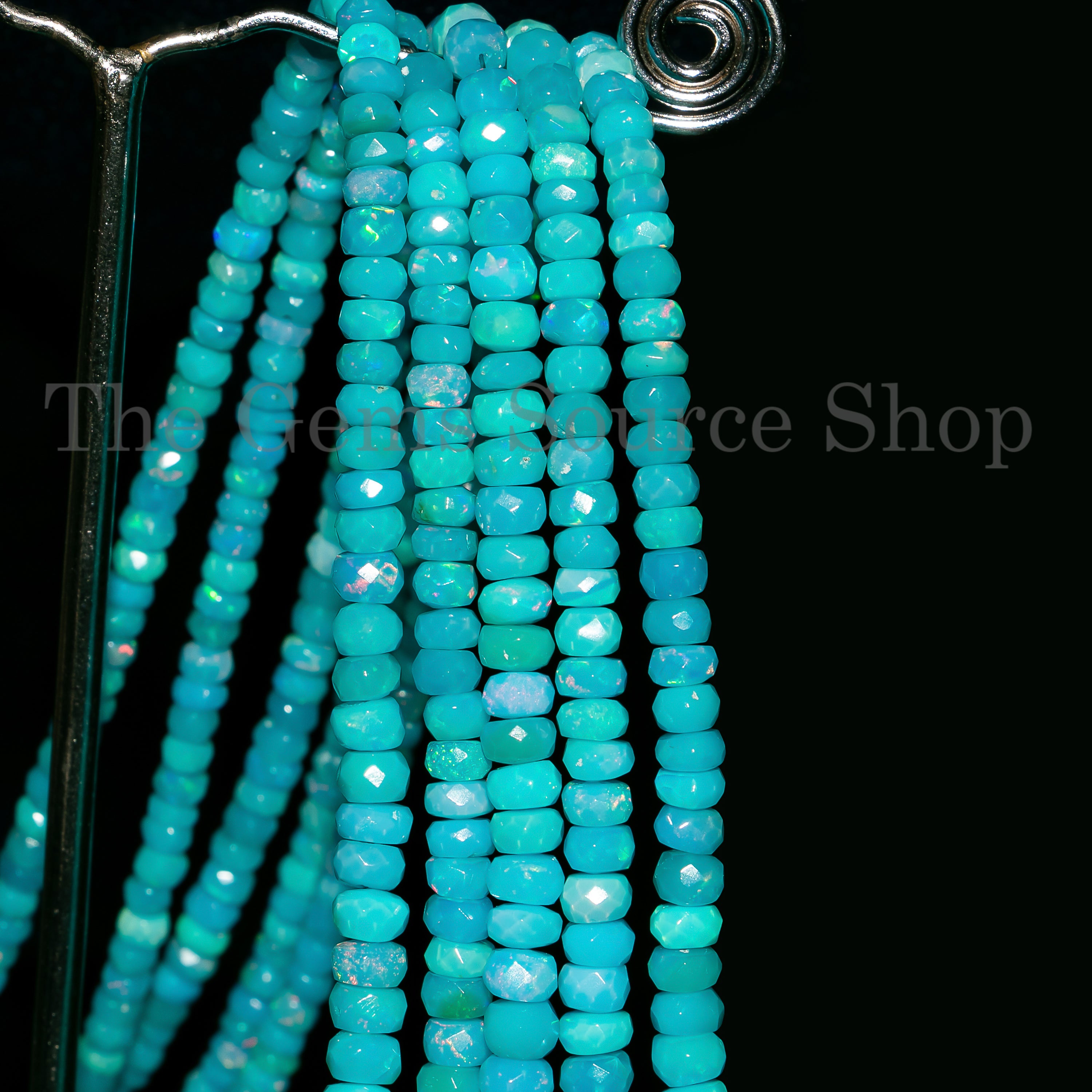 Paraiba Opal Gemstone Beads, Opal Faceted Rondelle Beads, Opal Jewelry Beads