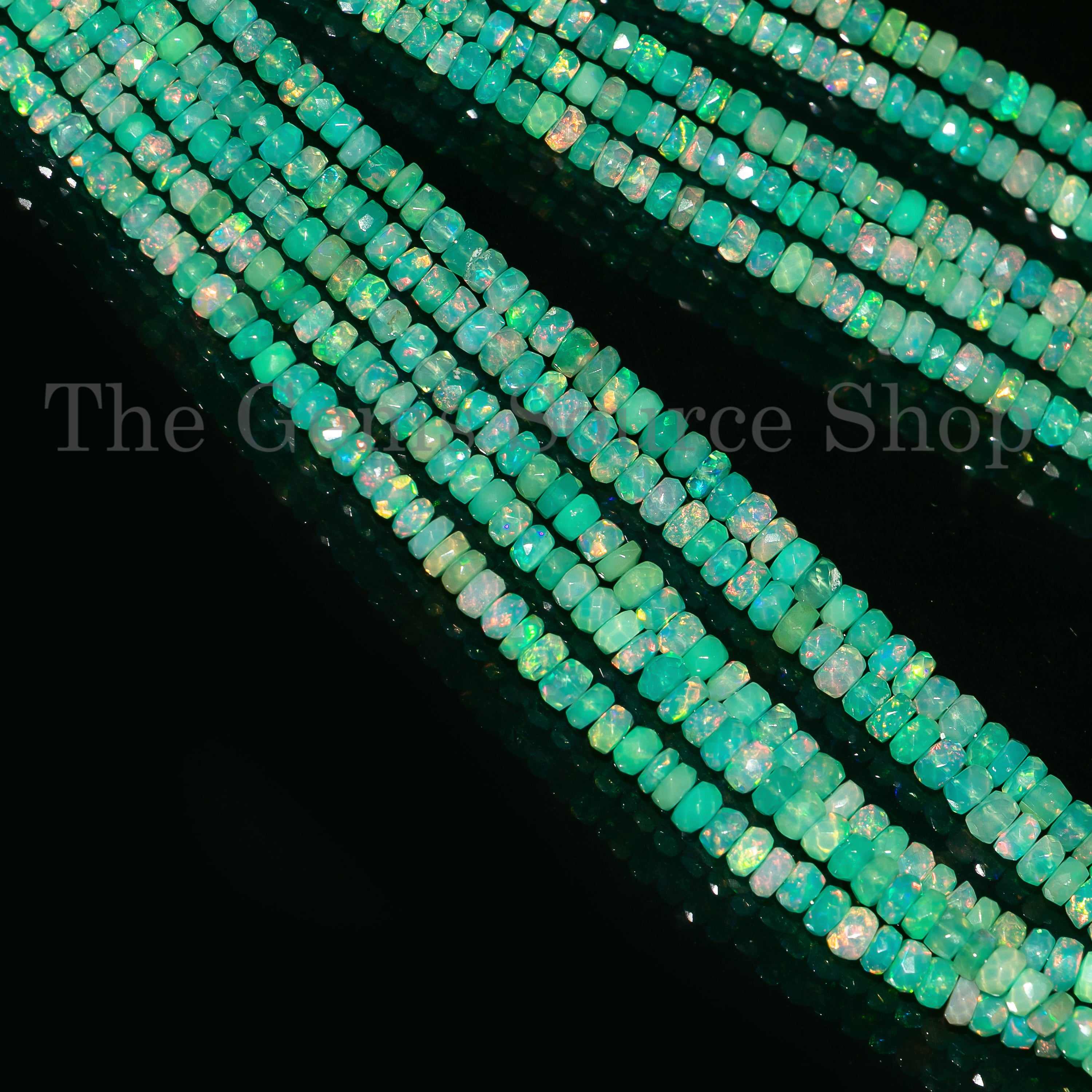 Green Opal Gemstone Beads, Opal Faceted Rondelle Beads, Opal Jewelry Beads