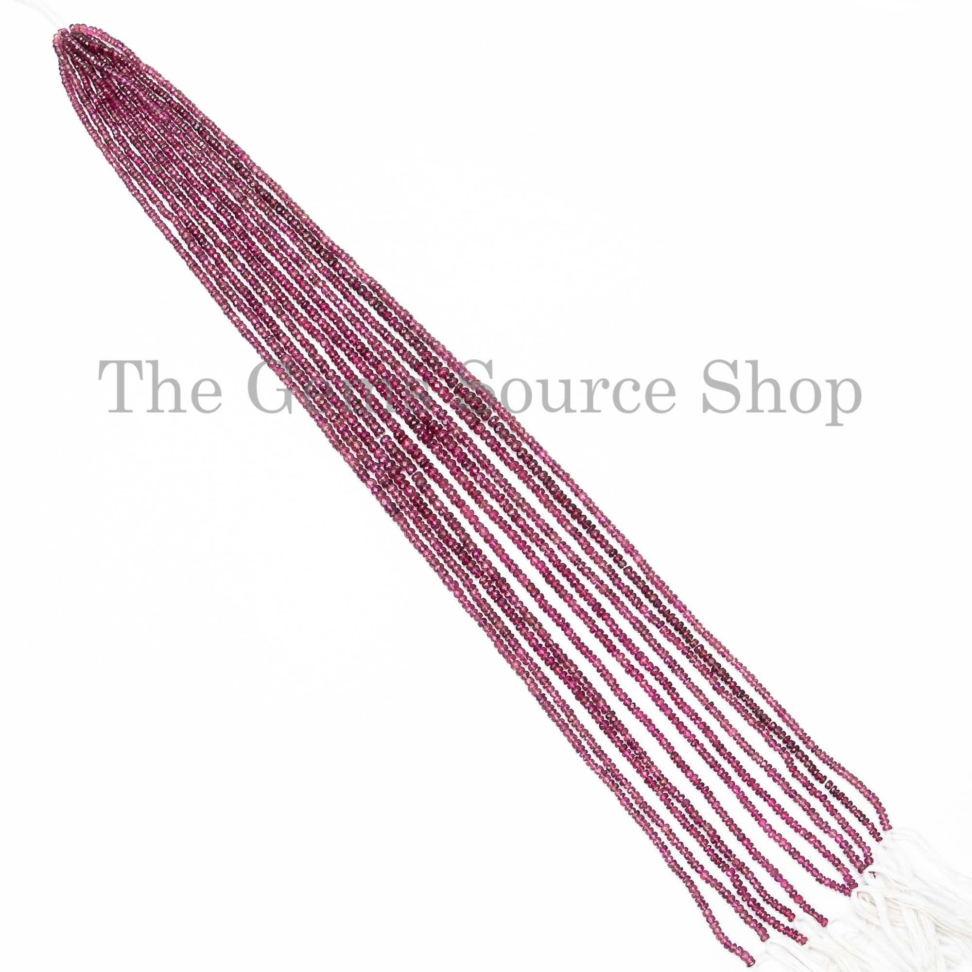 Rubellite Tourmaline Faceted Rondelle Beads, Rubellite Faceted Beads, 3-4.5mm Tourmaline Beads