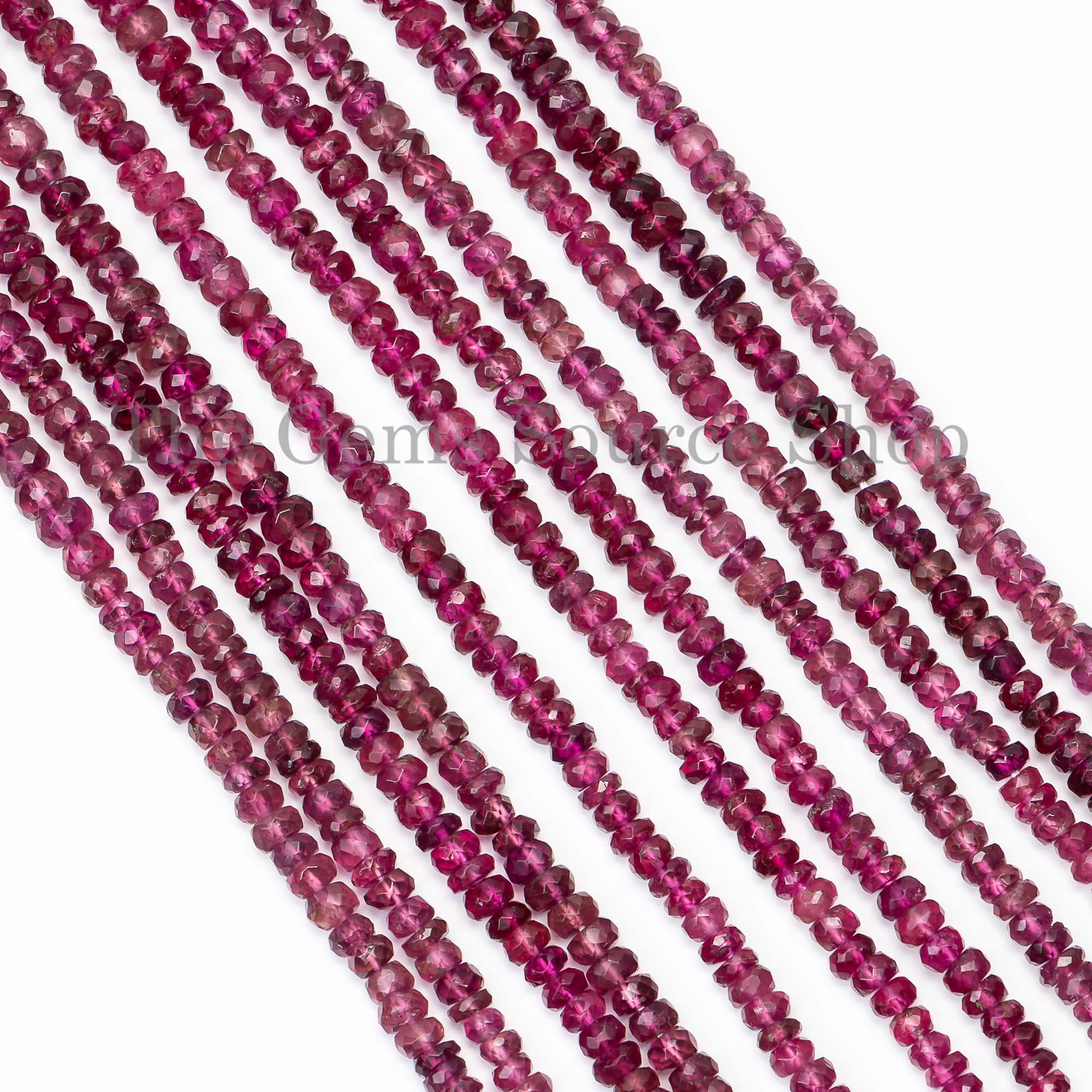 Rubellite Tourmaline Faceted Rondelle Beads, Rubellite Faceted Beads, 3-4.5mm Tourmaline Beads