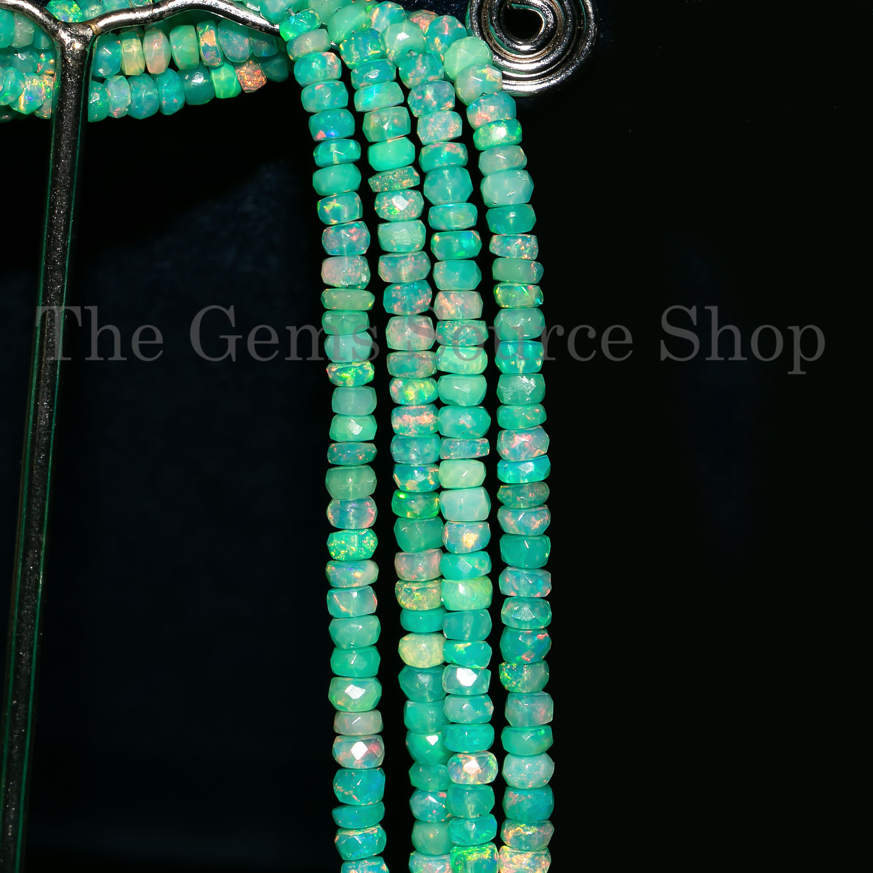 Green Opal Gemstone Beads, Opal Faceted Rondelle Beads, Opal Jewelry Beads