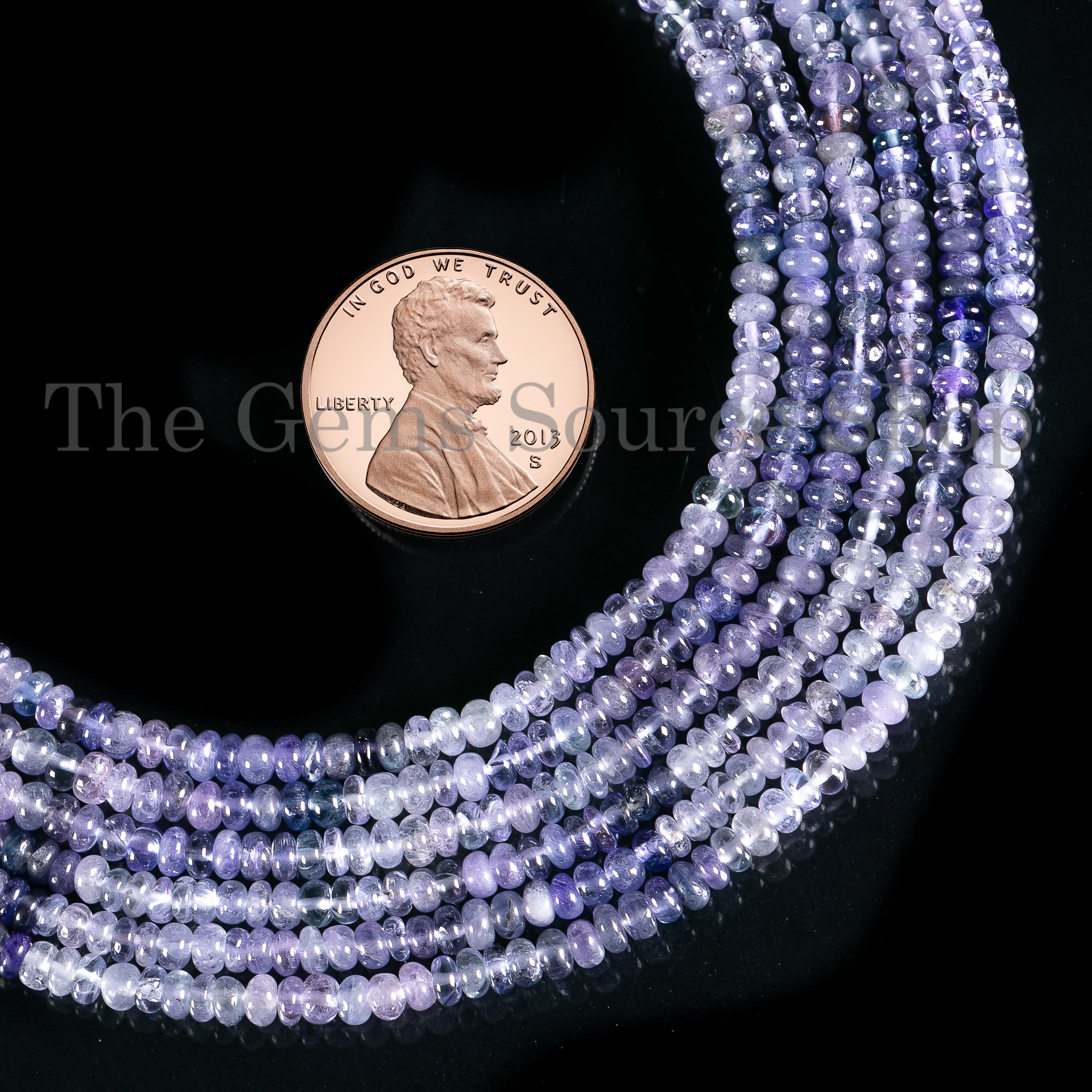 2.5-3.5mm Shaded Tanzanite Smooth Rondelle Shape Gemstone Jewelry Beads TGS-4047