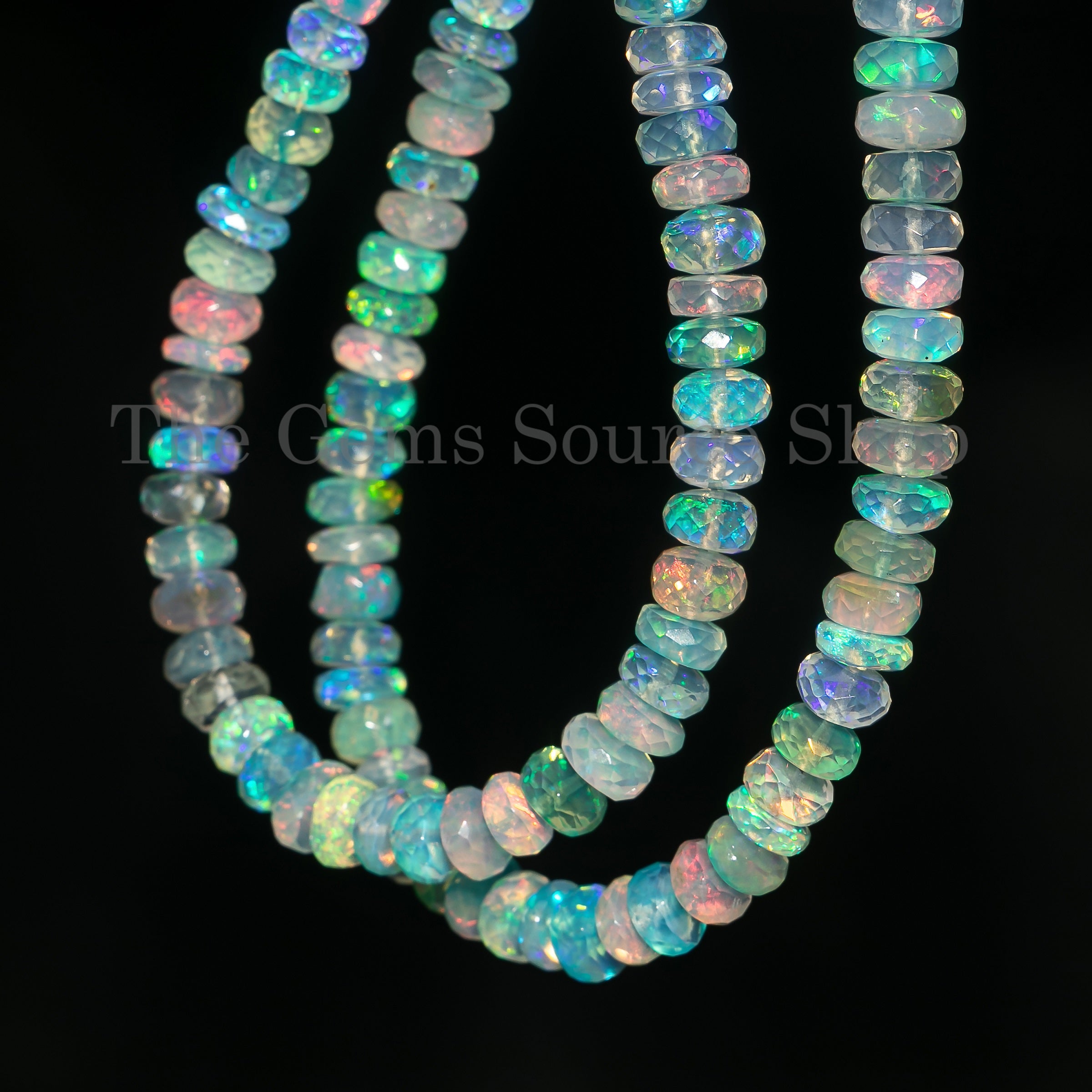 5-10 mm Light Blue Ethiopian Opal Faceted Rondelle Beads, Loose Opal Beads TGS-4544