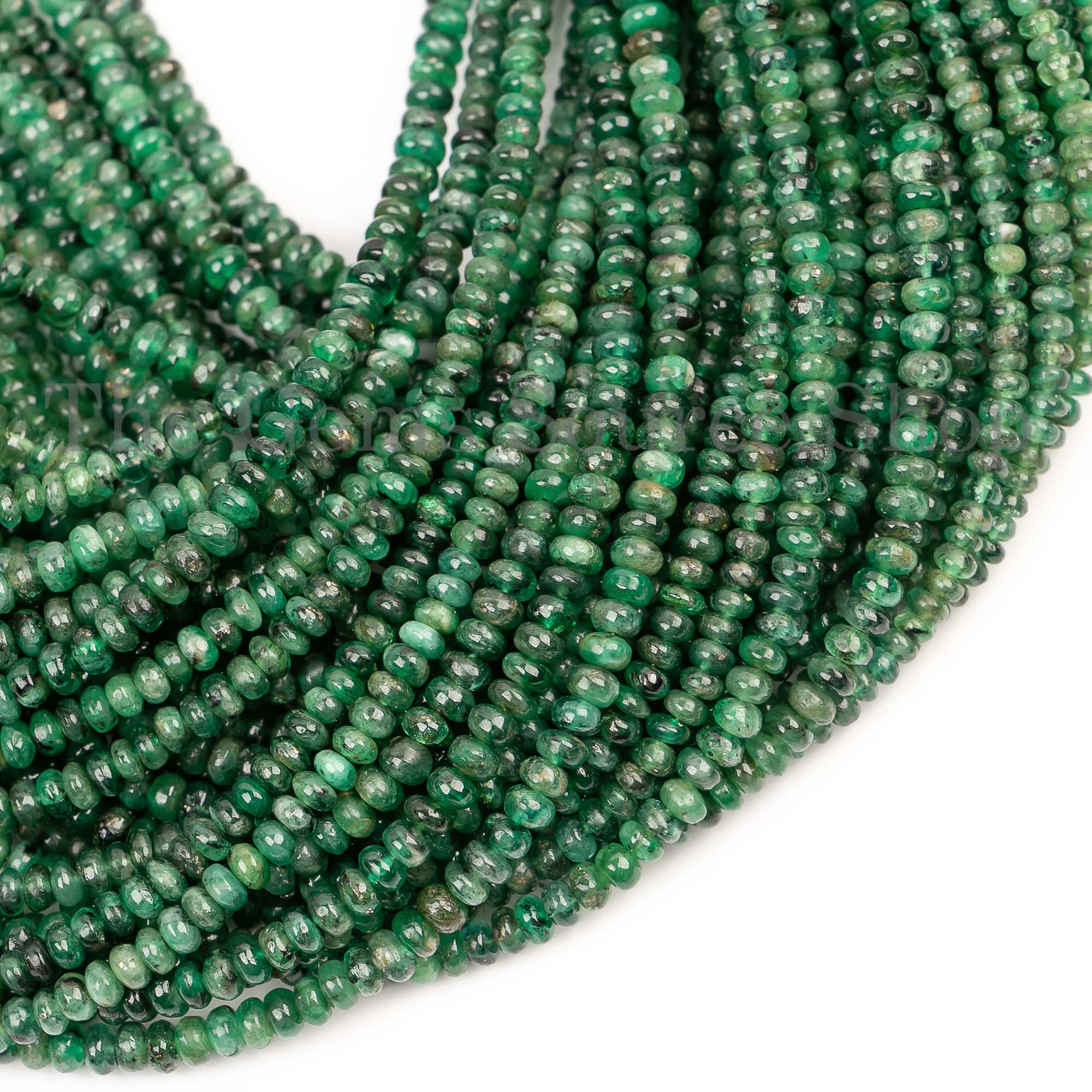 Emerald Beads, Emerald Smooth Beads, Emerald Rondelle Shape Beads, Plain Emerald Beads