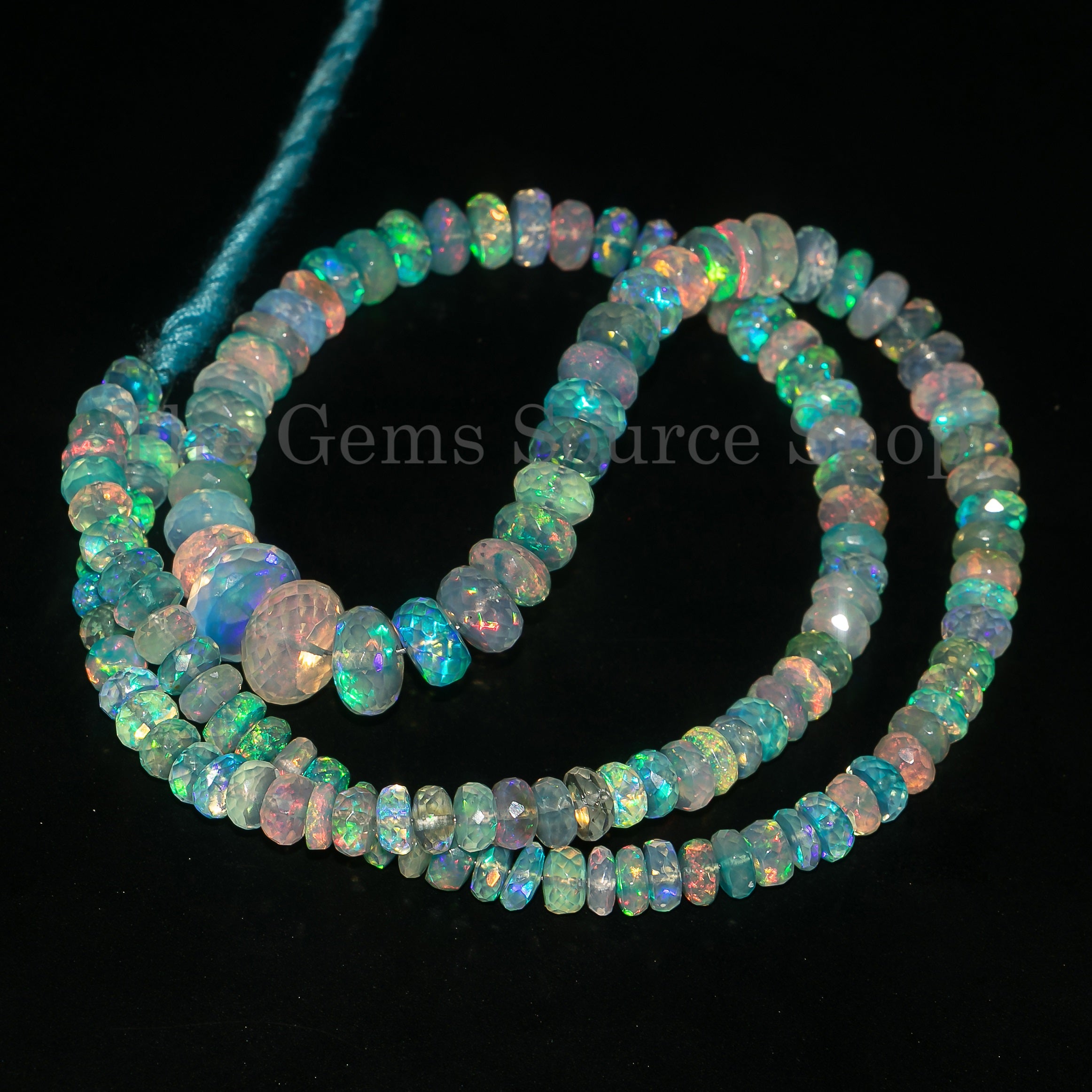 5-10 mm Light Blue Ethiopian Opal Faceted Rondelle Beads, Loose Opal Beads TGS-4544