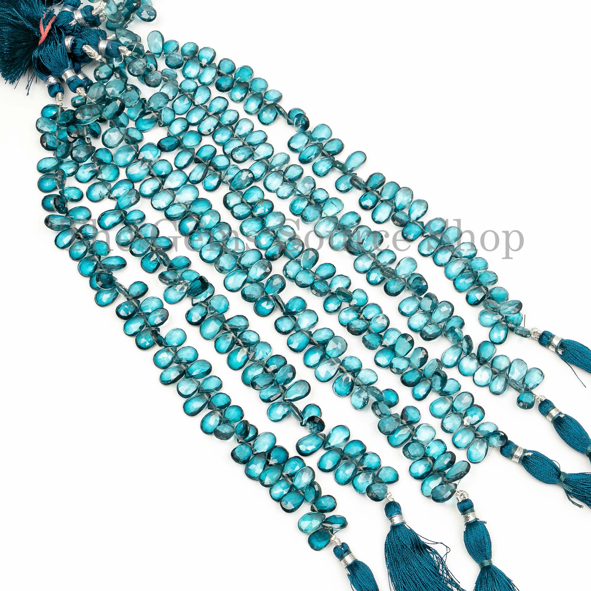 London Blue Coated Topaz Beads, Blue Topaz Pear Shape Beads, Side Drill Pear Beads, Gemstone Beads