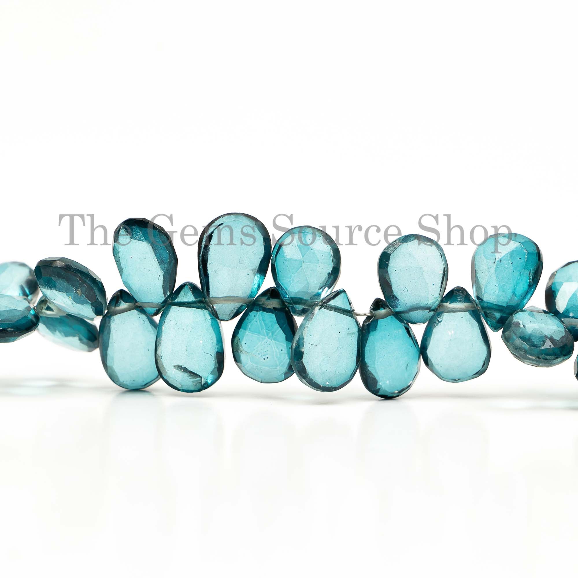 London Blue Coated Topaz Beads, Blue Topaz Pear Shape Beads, Side Drill Pear Beads, Gemstone Beads