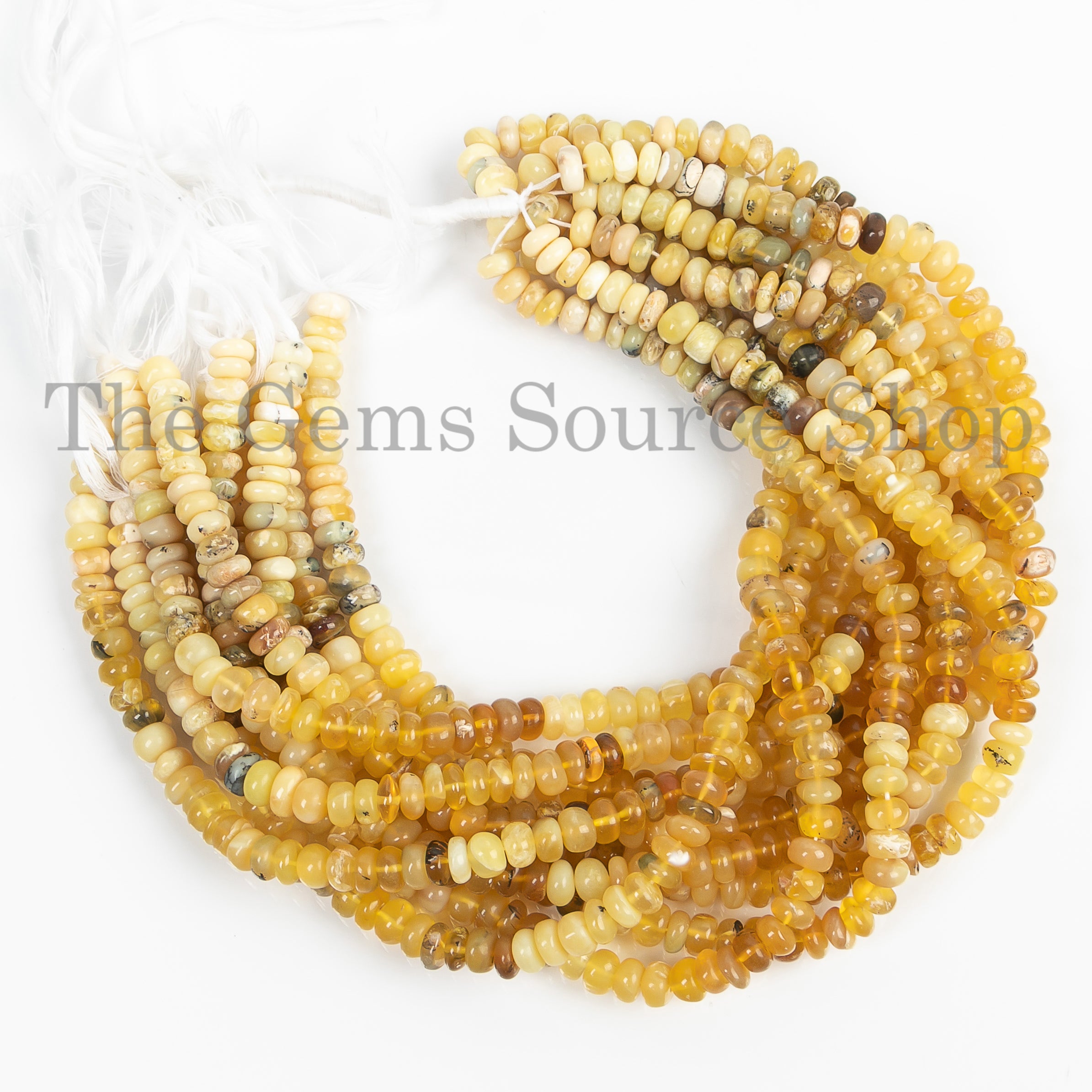Yellow Opal Beads, Opal Smooth Rondelle Beads, Gemstone Beads