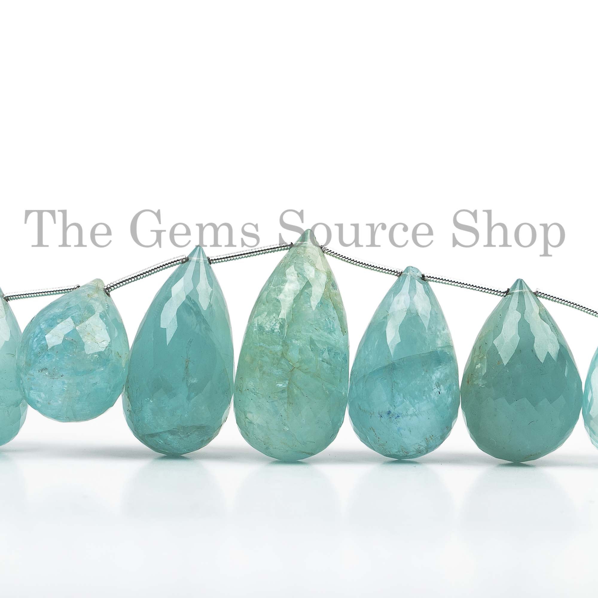 Milky Aquamarine Beads, Milky Aquamarine Faceted Drop Beads, side Drill Drop Beads, Wholesale Beads