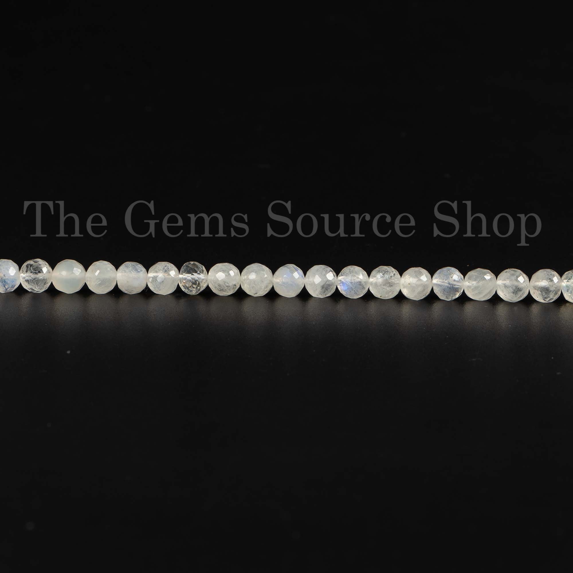 5-6.5mm Rainbow Moonstone Beads, Faceted Round Beads, Moonstone Beads, Rainbow Moonstone Gemstone, Beads For Jewelry