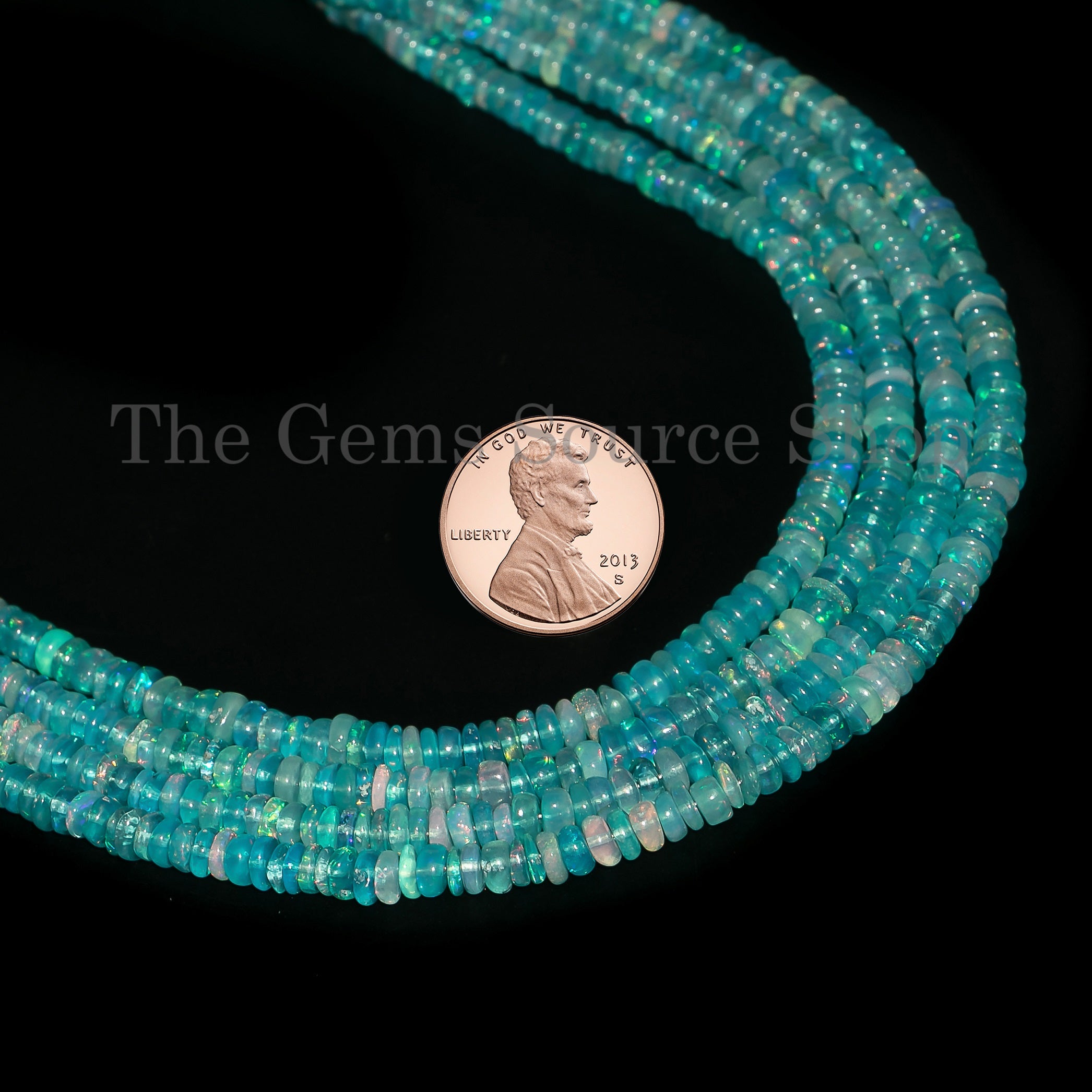 3-5 mm Paraiba Opal Smooth Rondelle Beads, Loose Opal Beads TGS-4541