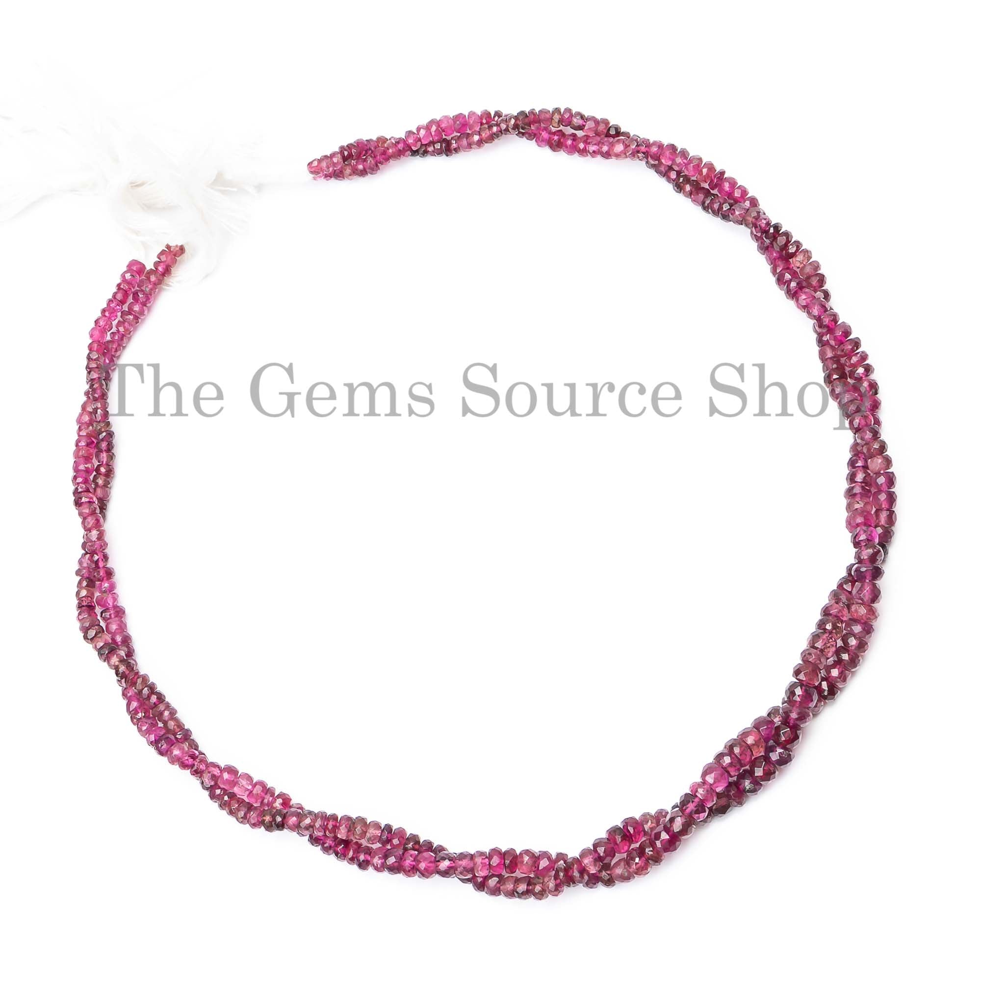 3.5-5mm Rubellite Tourmaline Beads, Tourmaline Faceted Beads, Tourmaline Rondelle Shape Beads