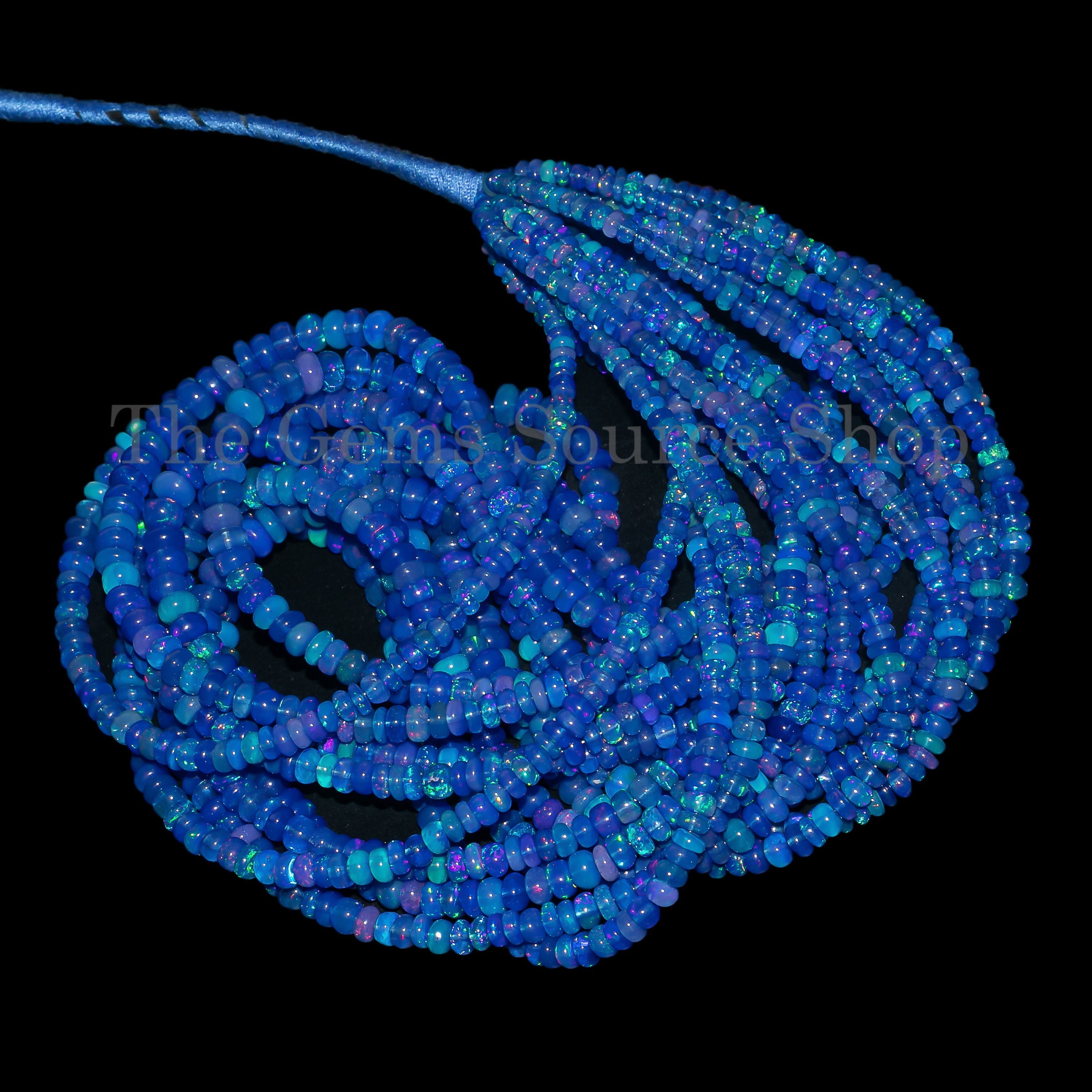 3-5.5mm Sapphire Color Opal Smooth Rondelle Beads TGS-4540