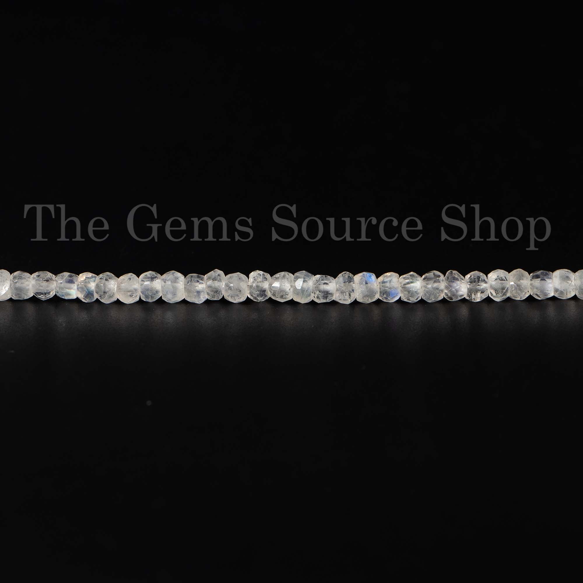 Natural Rainbow Moonstone Faceted Rondelle 3.5-4mm Beads, TGS-4253
