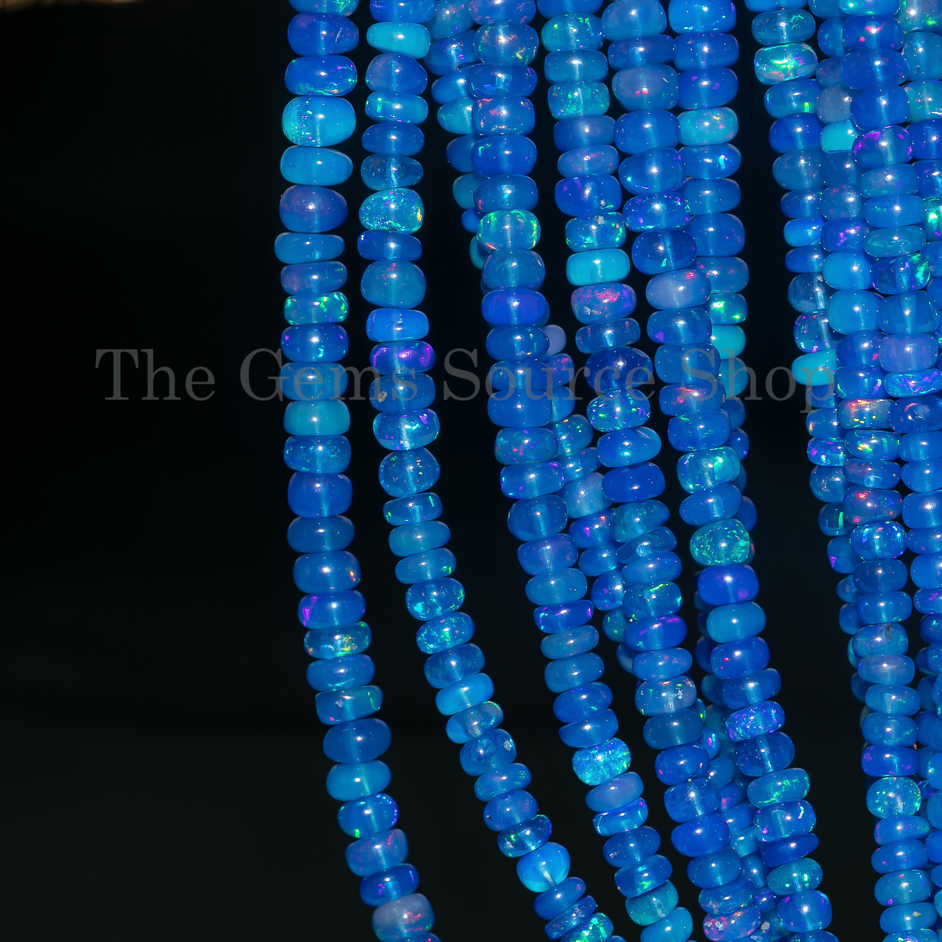 3-5.5mm Sapphire Color Opal Smooth Rondelle Beads TGS-4540