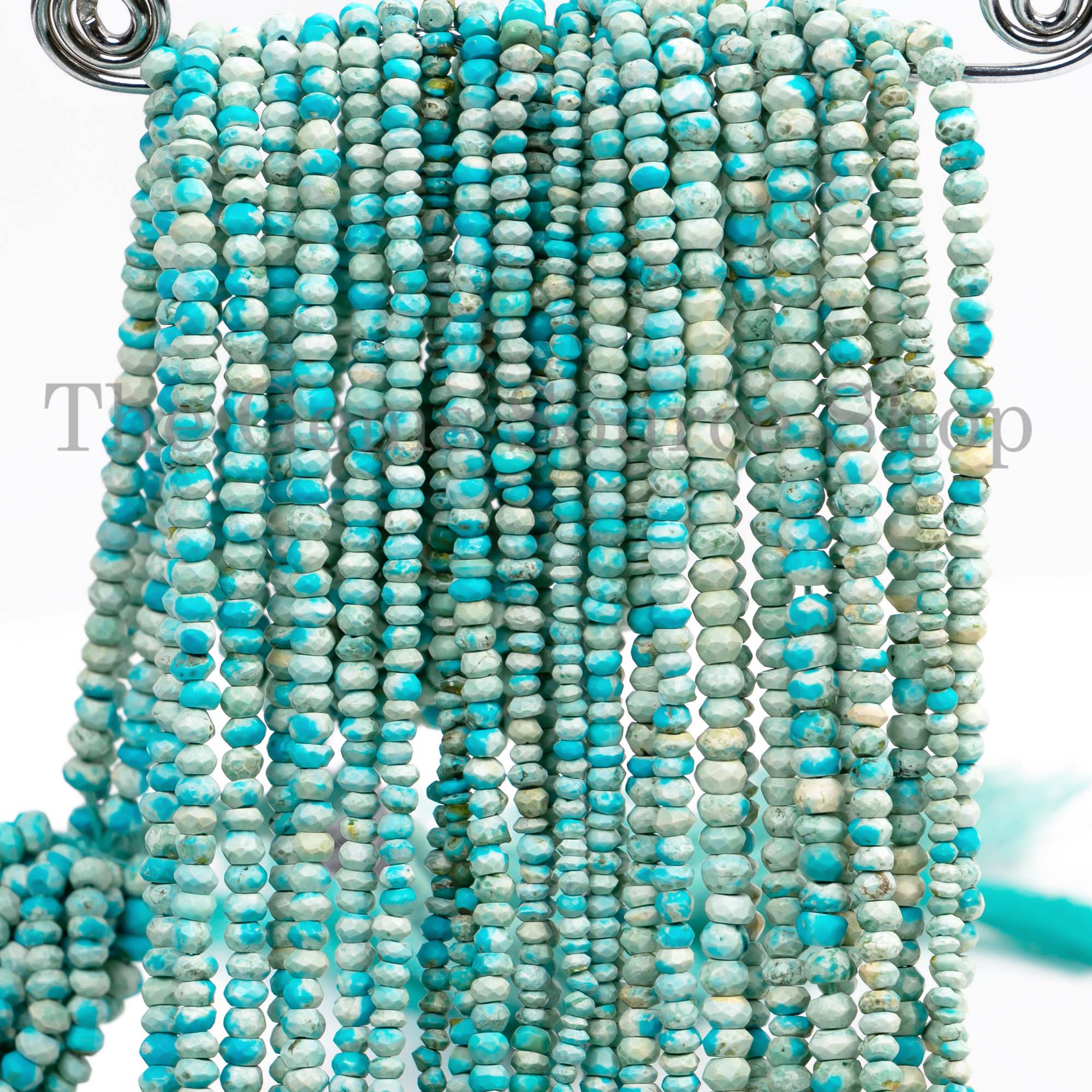 Sleeping Beauty Turquoise Beads, Turquoise Faceted Rondelle Beads, Turquoise Gemstone Beads