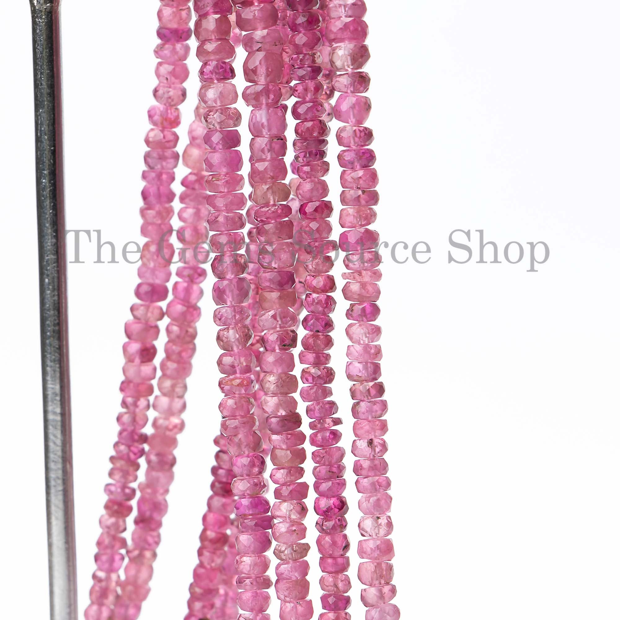 New Arrival 3-3.5mm Rubellite Tourmaline Faceted Rondelle Beads, Rubellite Faceted Beads