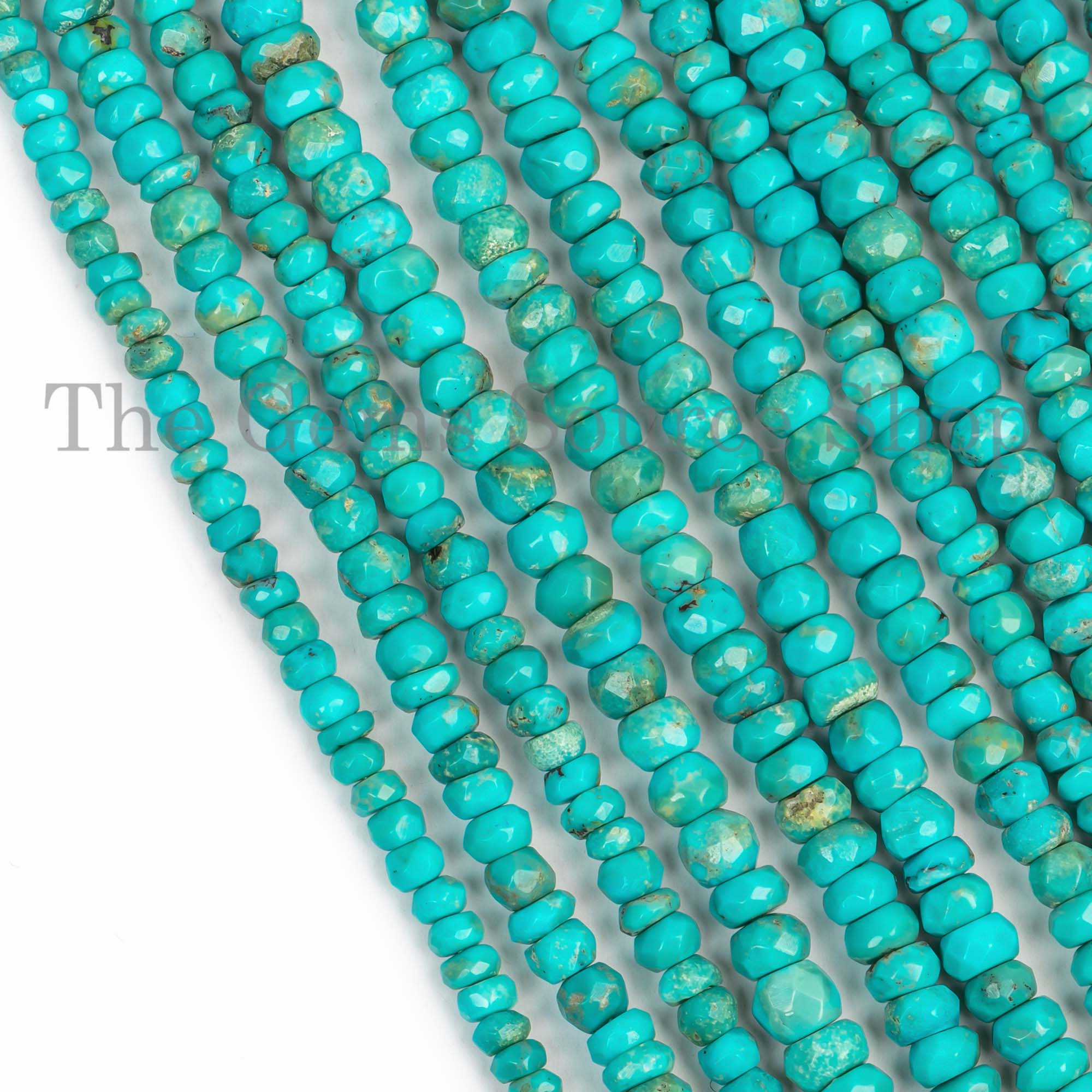 Sleeping Beauty Turquoise Beads, Turquoise Faceted Beads, Turquoise Rondelle Beads, Gemstone Beads