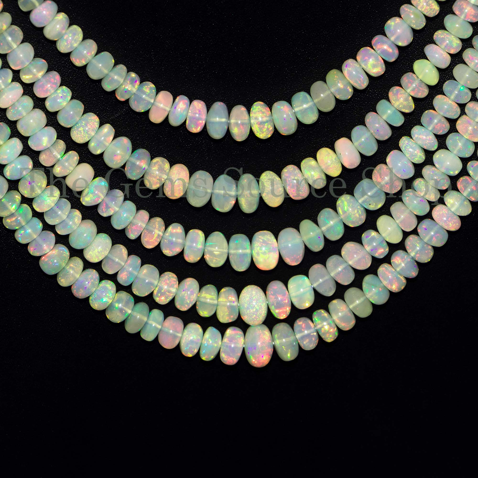Natural Ethiopian Opal Necklace, Top Quality 5-9mm Fire Opal Necklace, Gemstone Beaded Necklace, Smooth Rondelle Necklace
