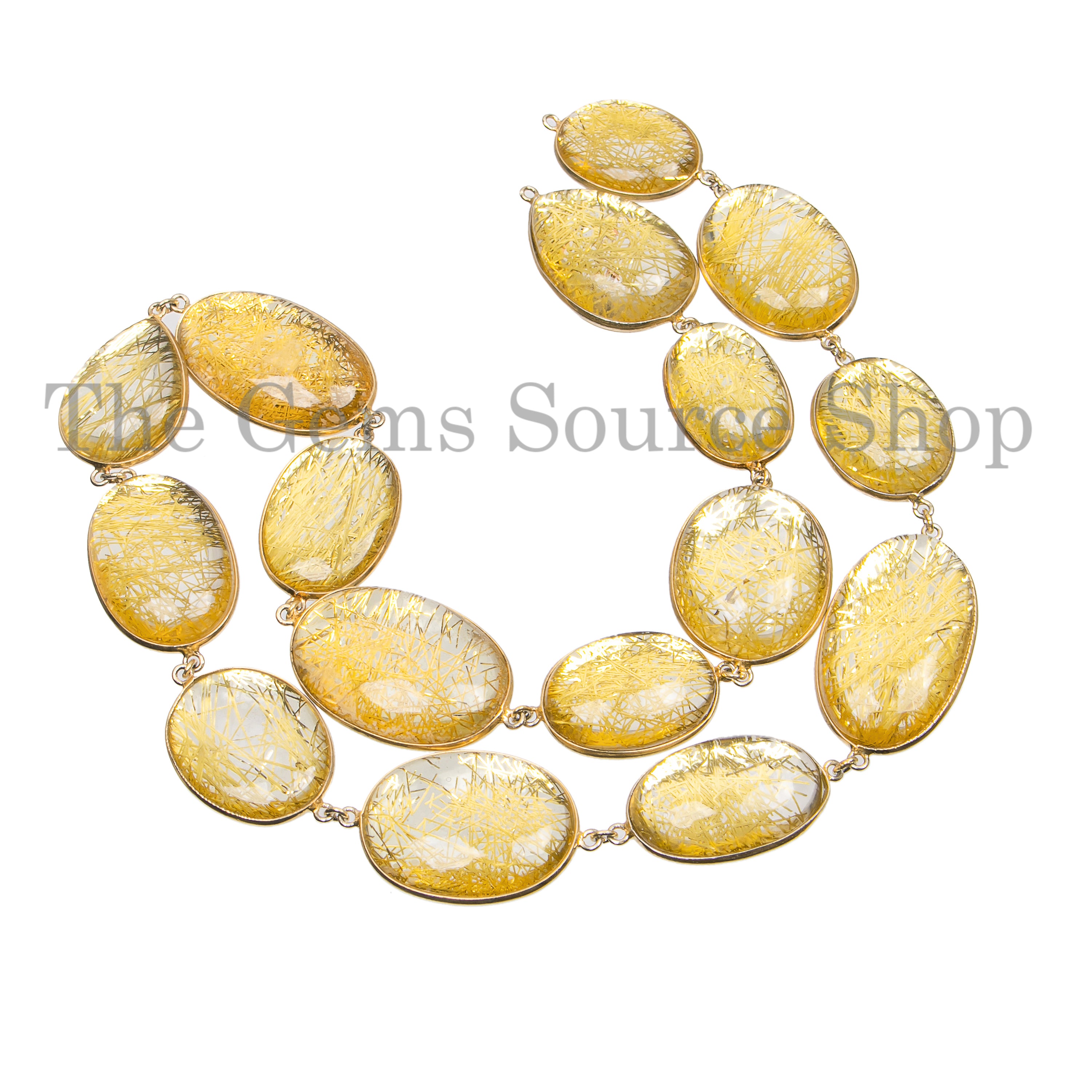 Golden Rutile Smooth Connector Chain Gemstone Beads