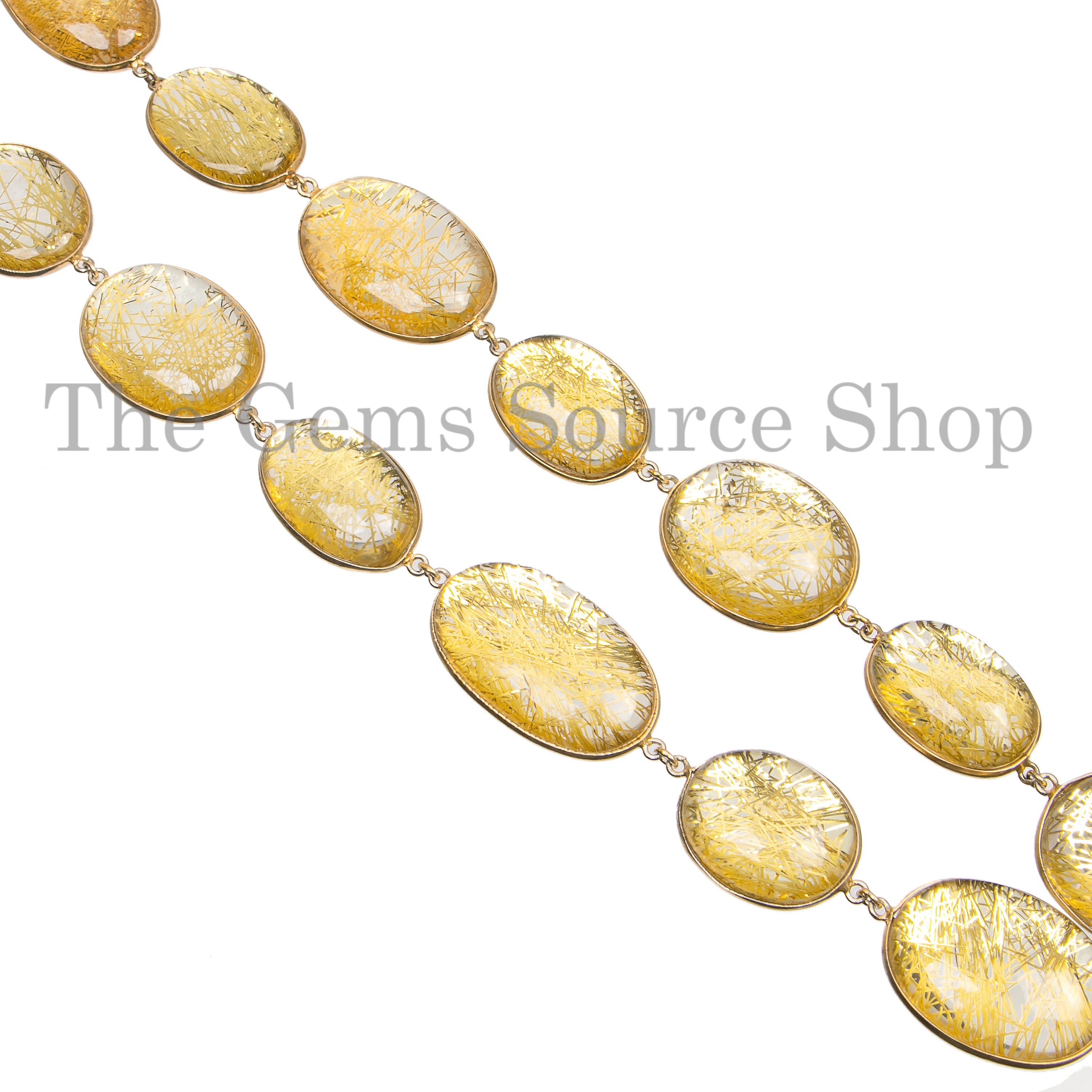 Golden Rutile Smooth Connector Chain Gemstone Beads